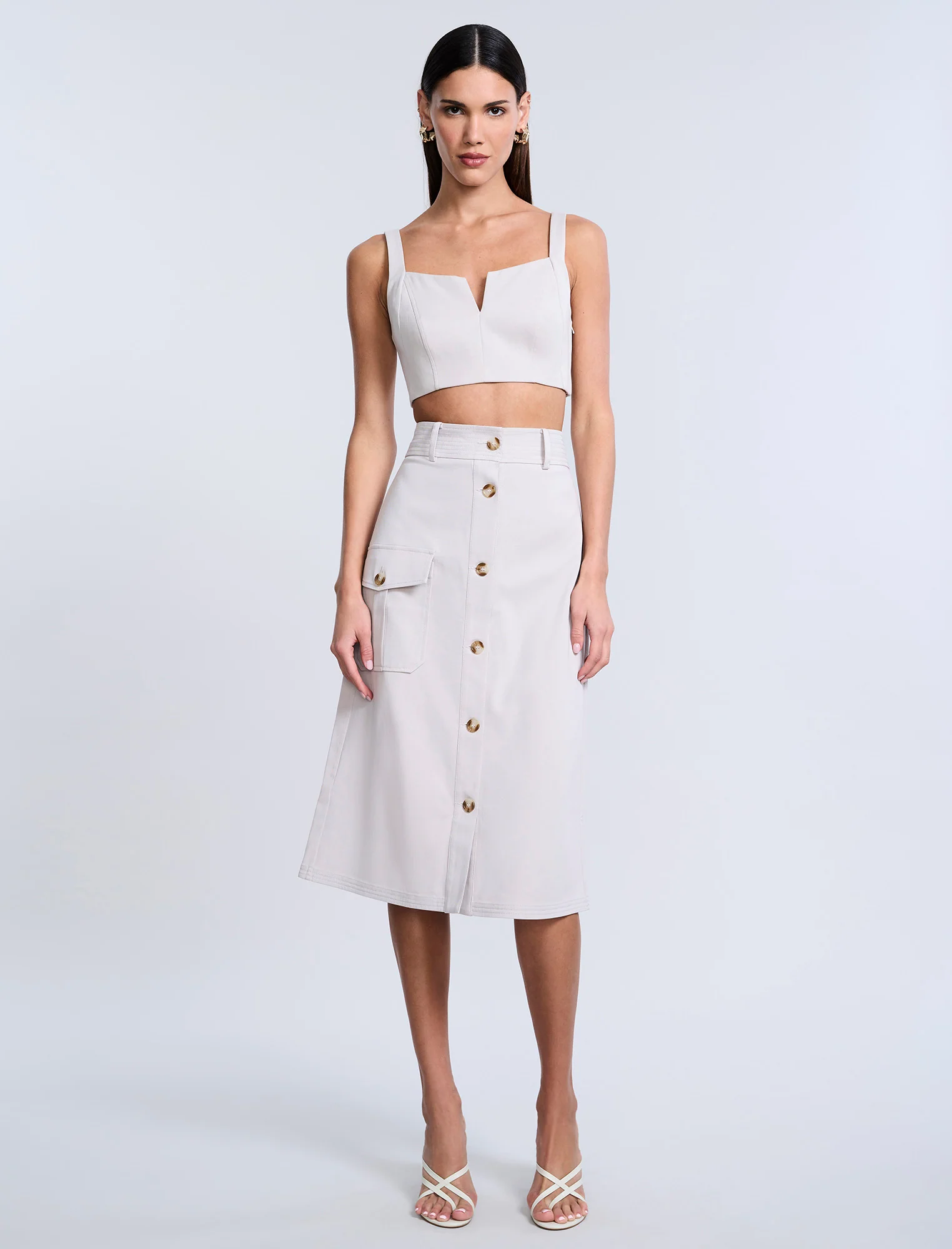 Button Front Cargo Skirt