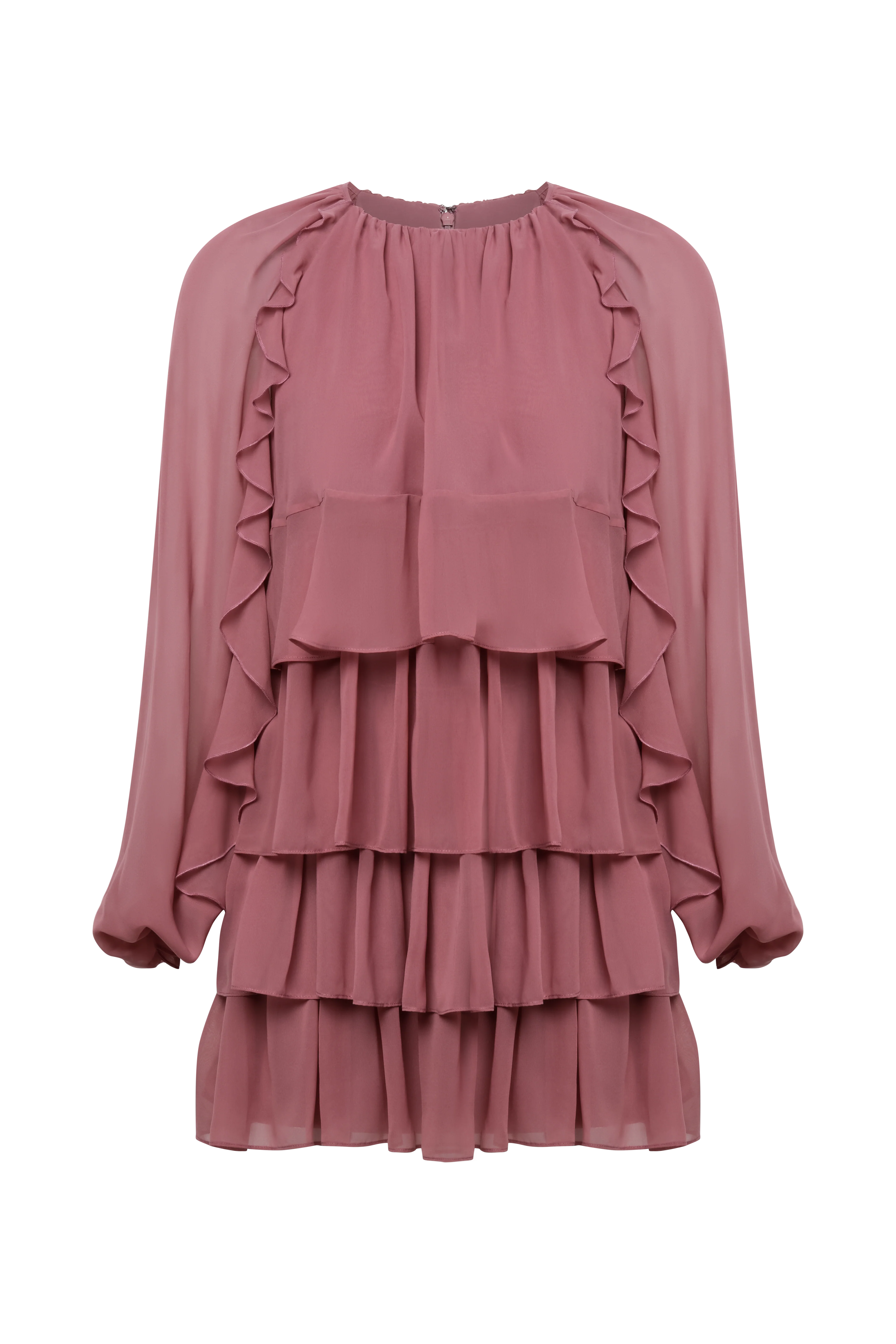 Chiffon Ruffle Mini Dress - Image 11