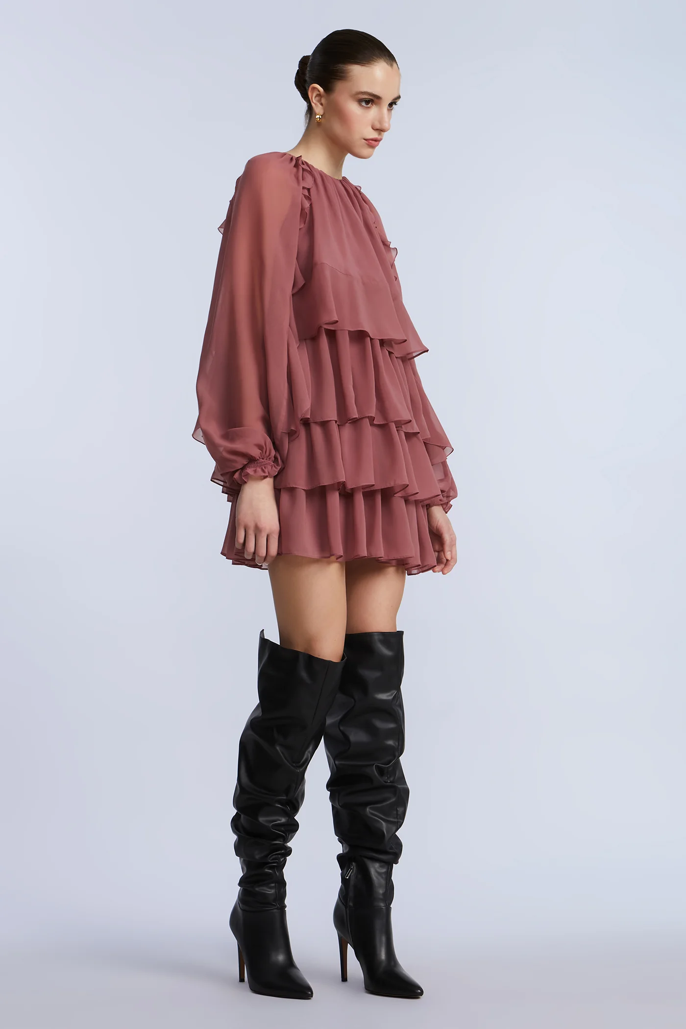 Chiffon Ruffle Mini Dress - Image 3