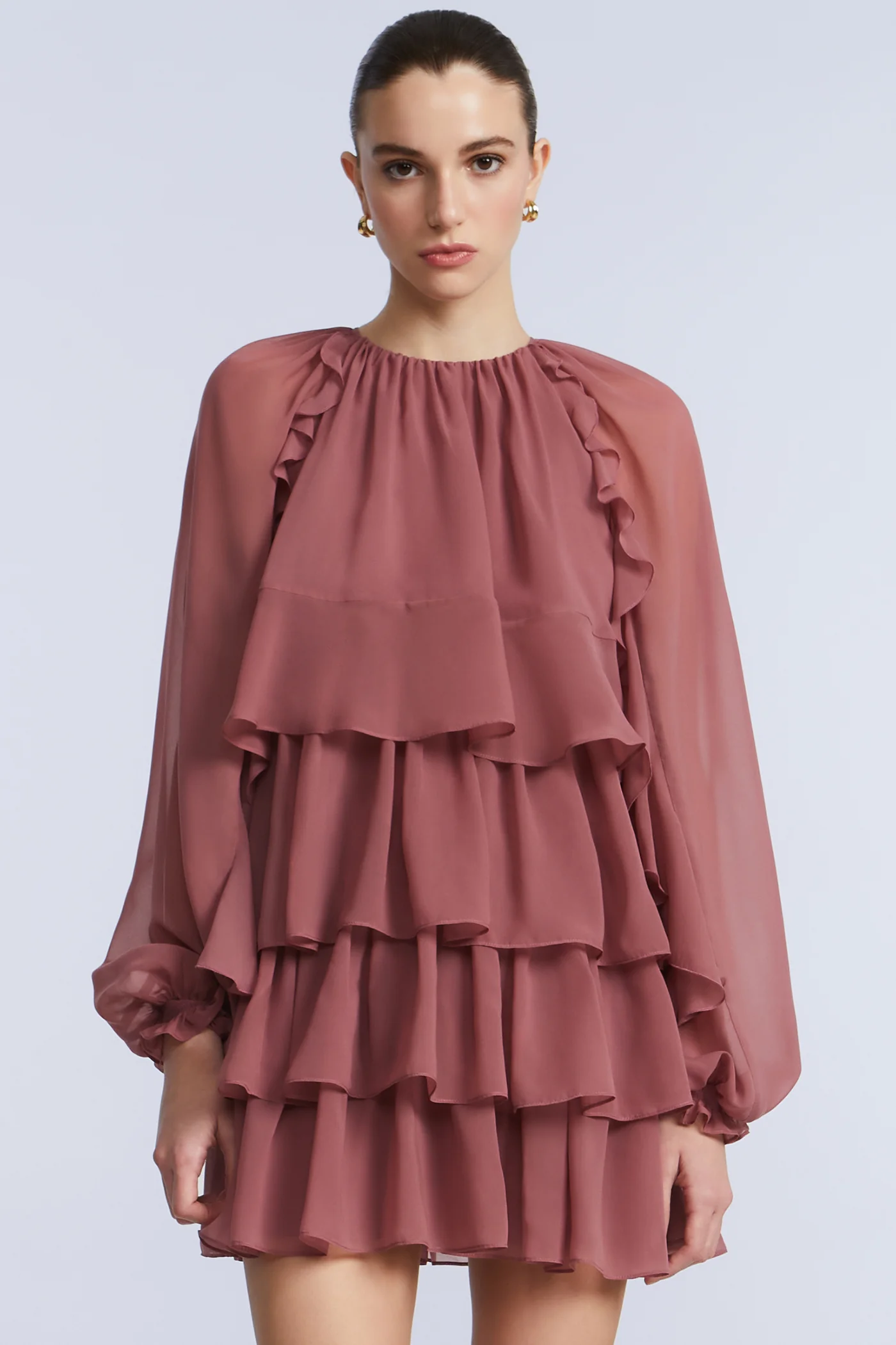 Chiffon Ruffle Mini Dress - Image 4