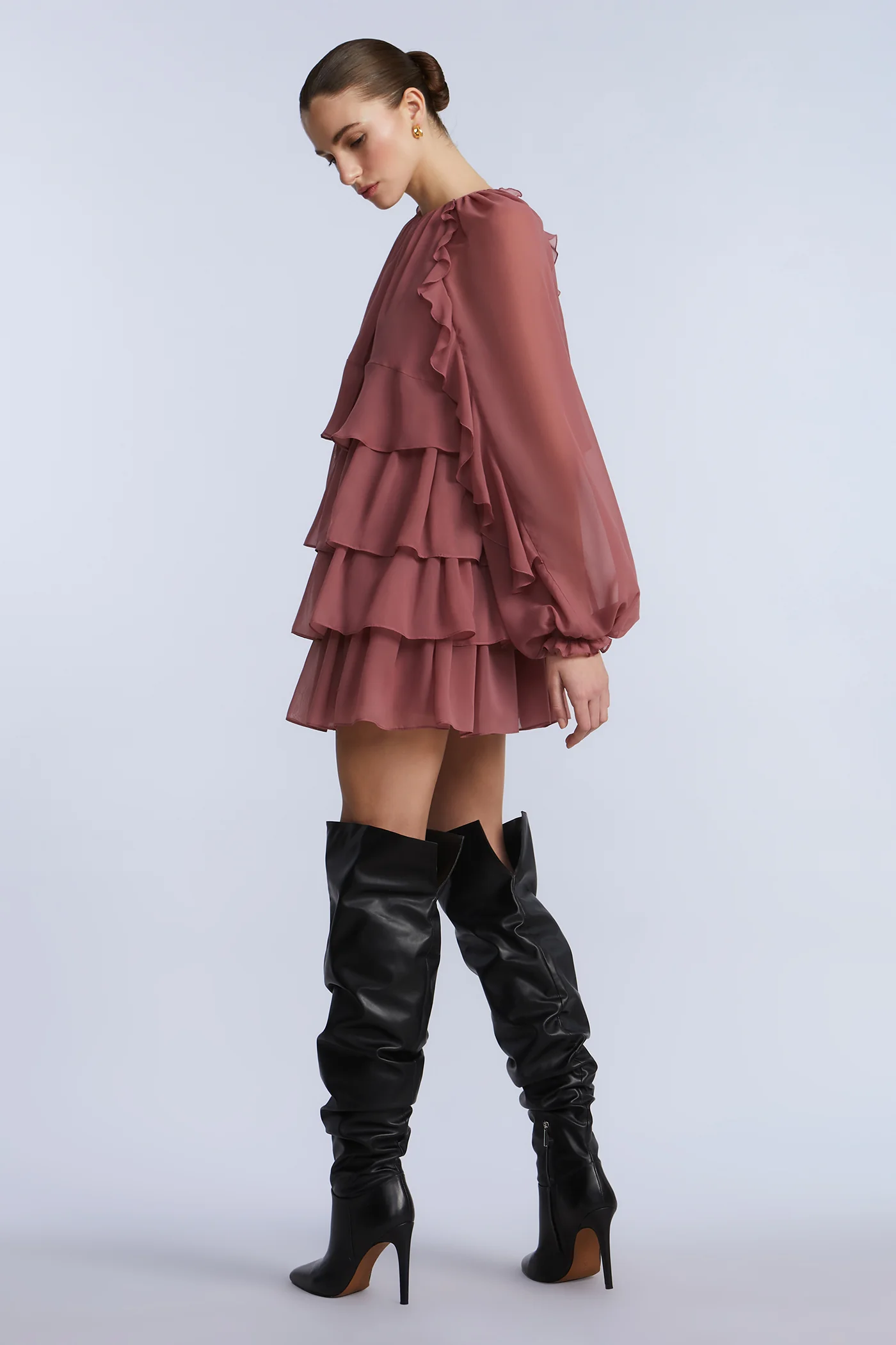 Chiffon Ruffle Mini Dress - Image 5