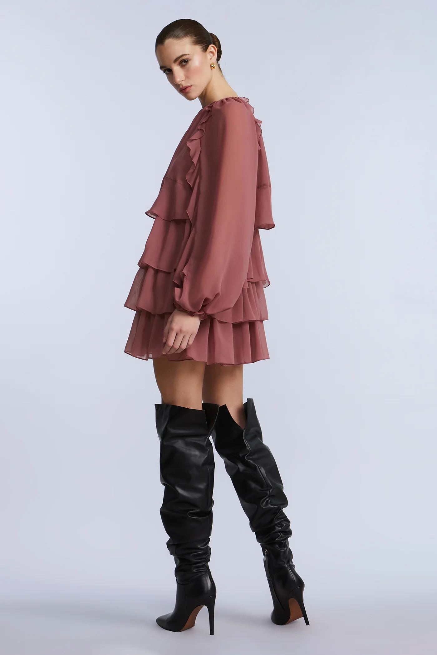 Chiffon Ruffle Mini Dress - Image 8