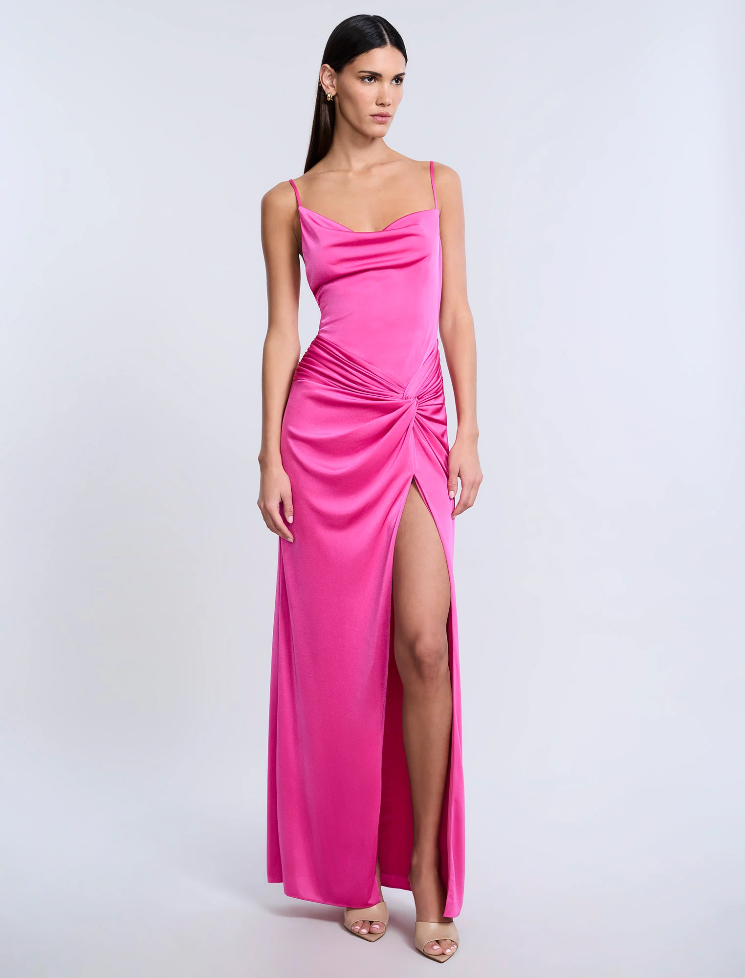 Cowl Draped Gown With Twist - Image 4