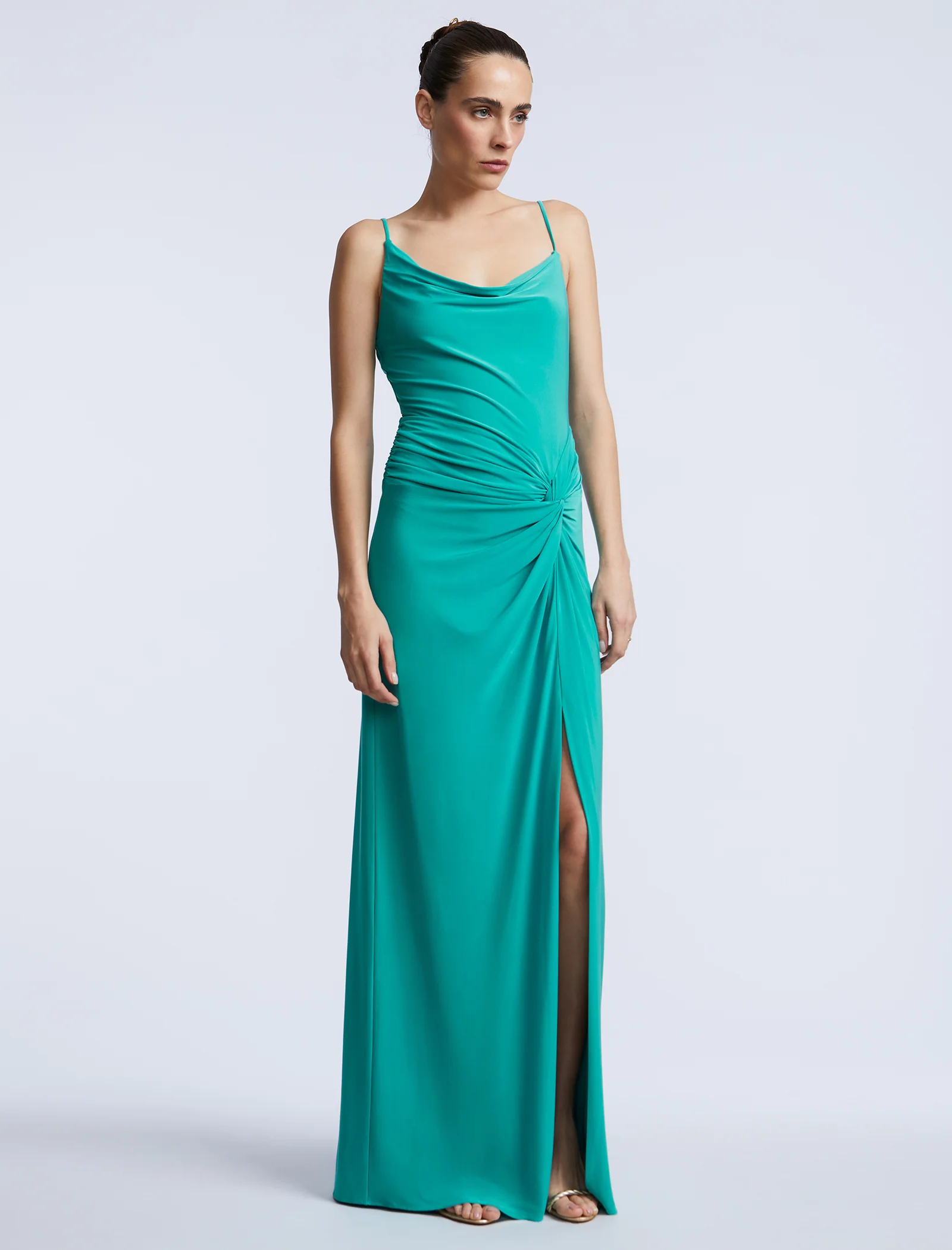 Cowl Draped Gown With Twist - Image 3