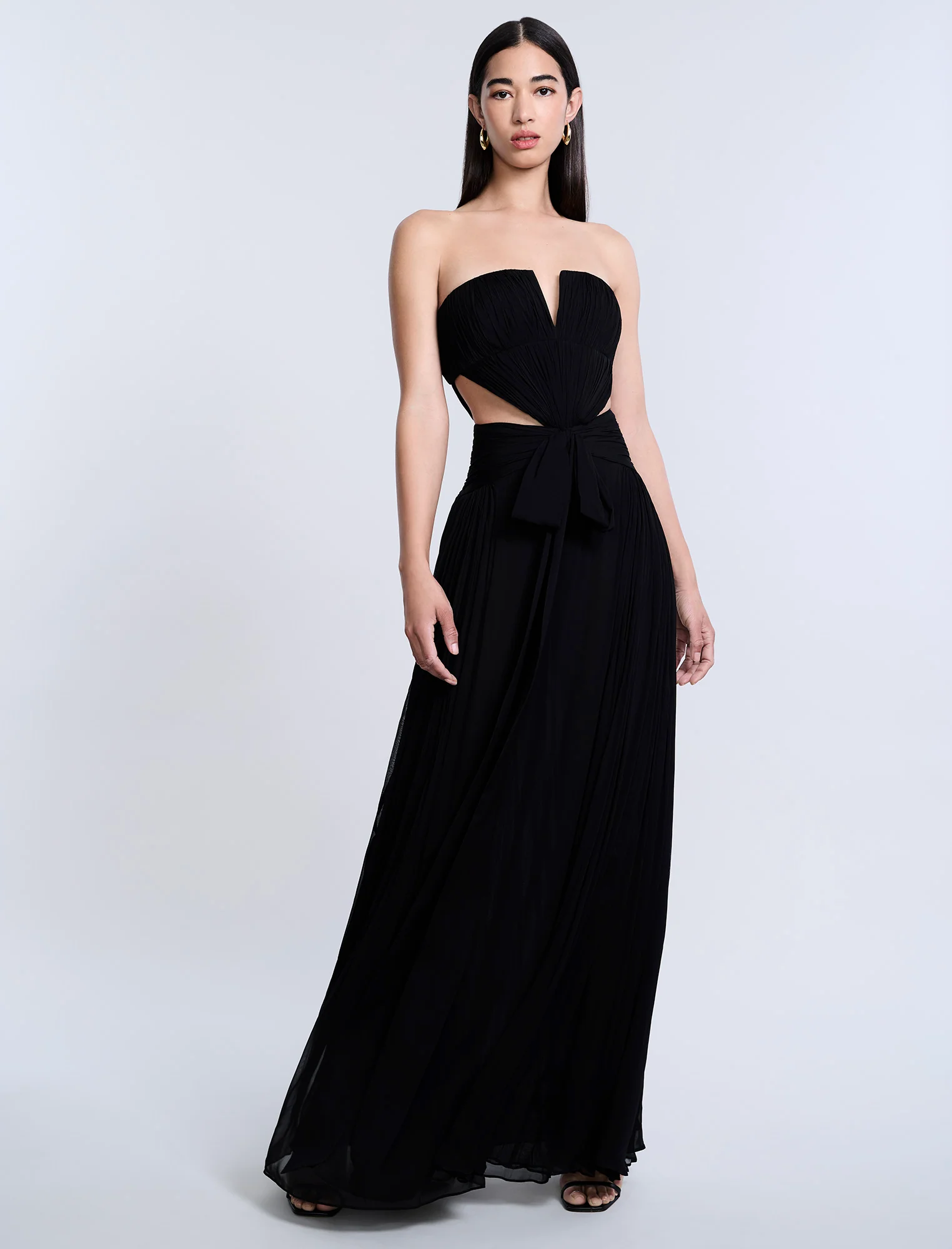 Cutout Shirring Bow Tie Gown - Image 3