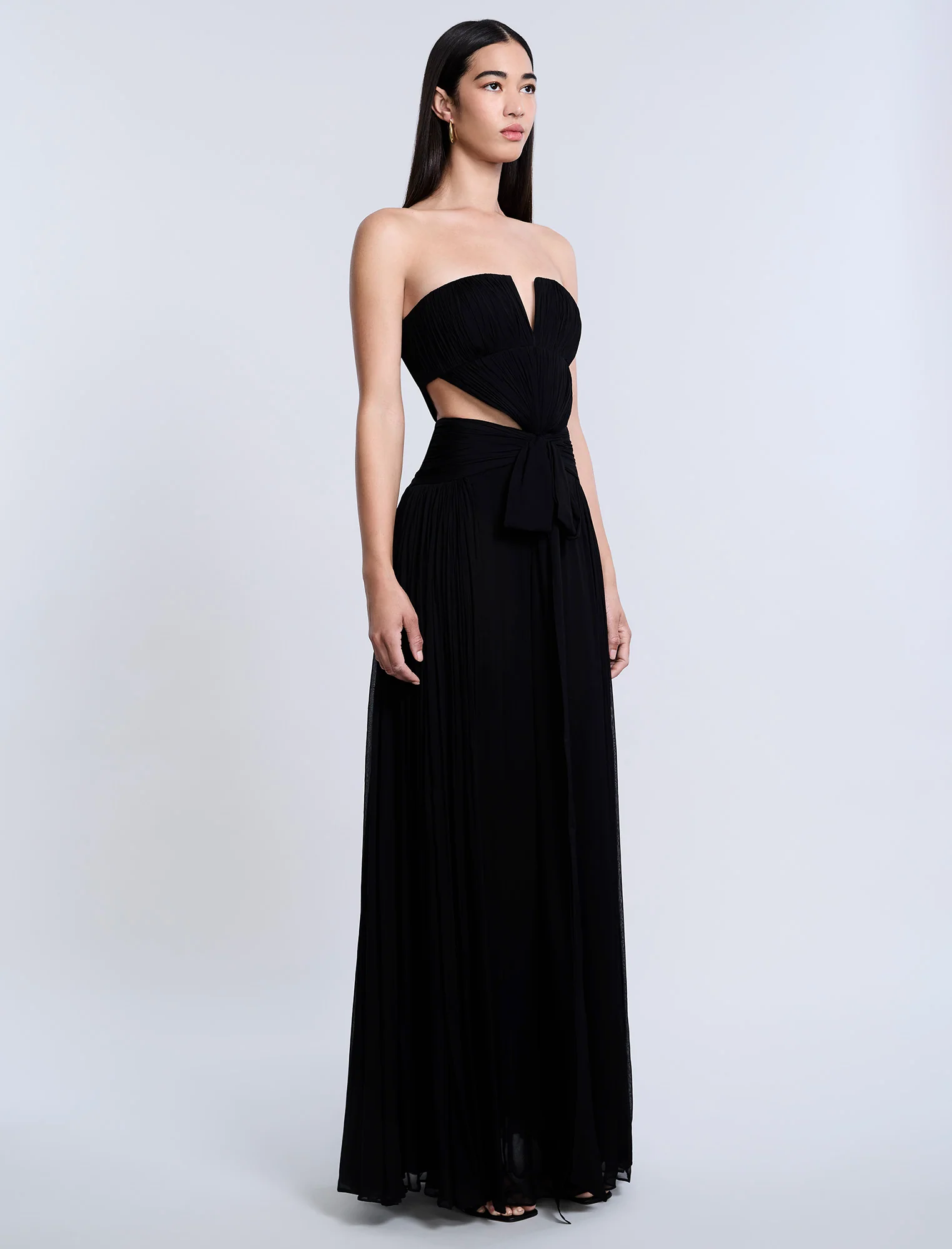 Cutout Shirring Bow Tie Gown - Image 5