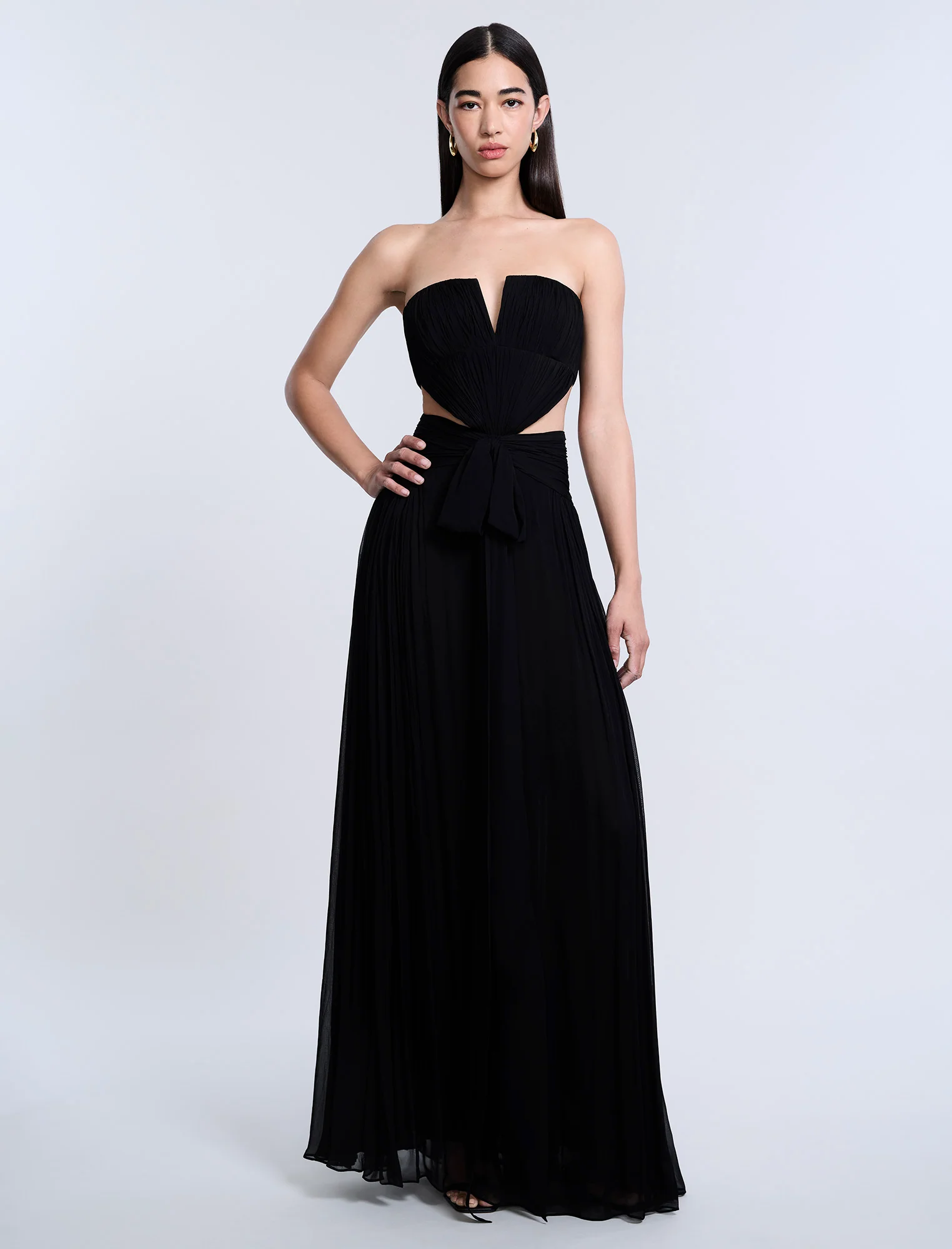 Cutout Shirring Bow Tie Gown - Image 6