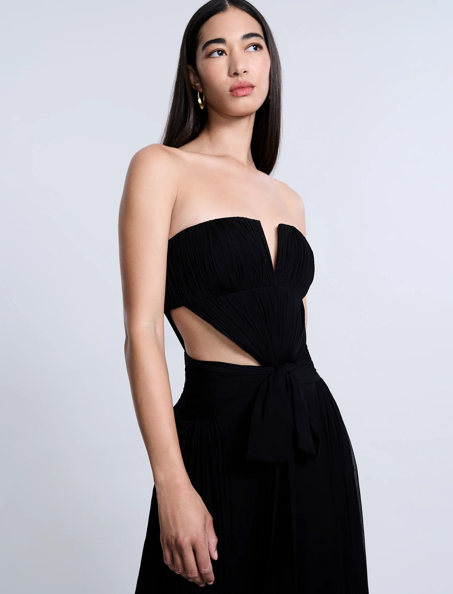 Cutout Shirring Bow Tie Gown - Image 7