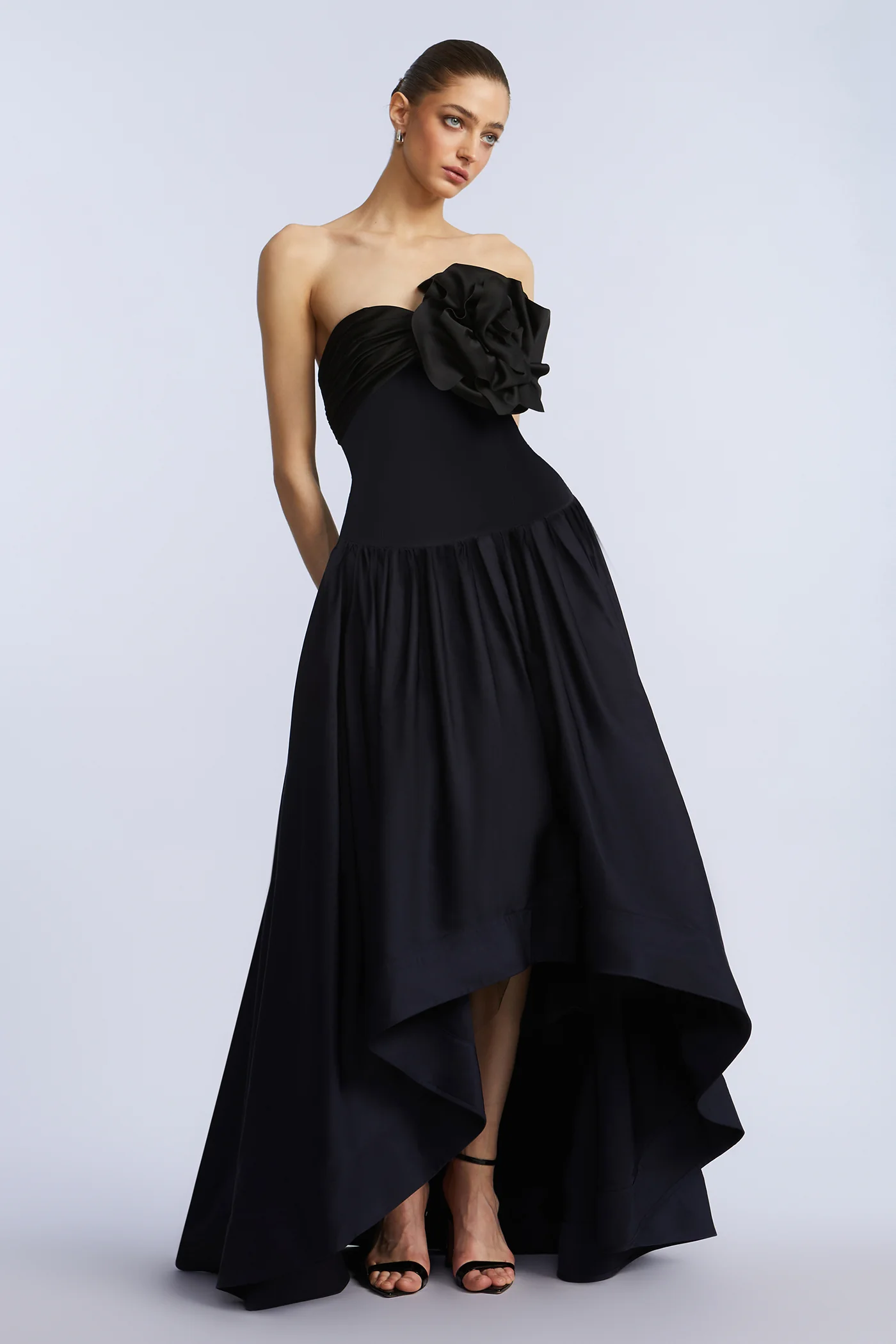High Low Gown With Flower - Image 3