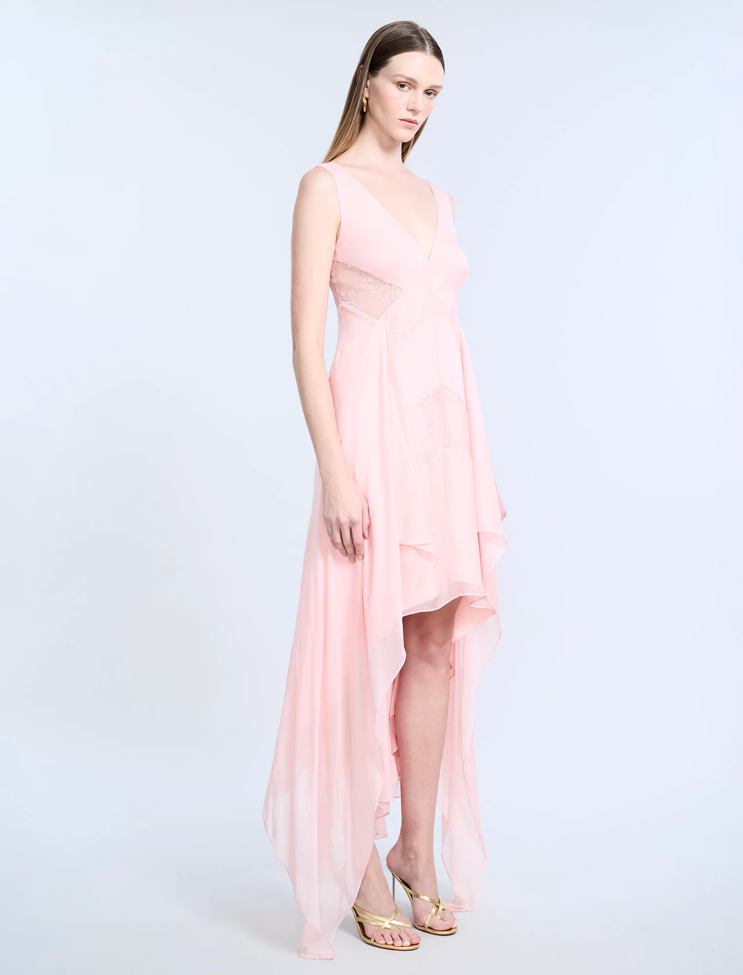 Lace Applique Chiffon Dress - Image 3