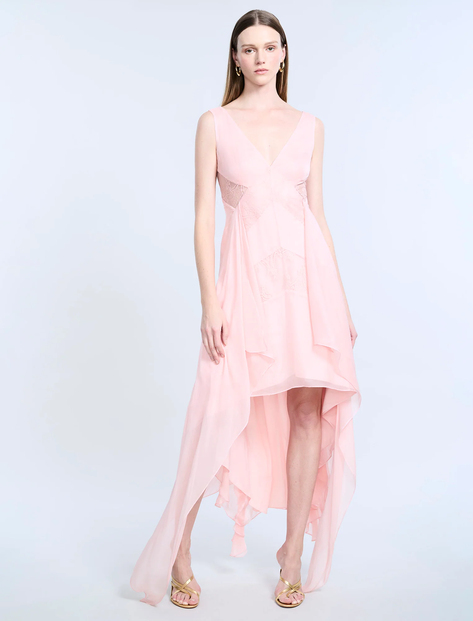 Lace Applique Chiffon Dress - Image 4
