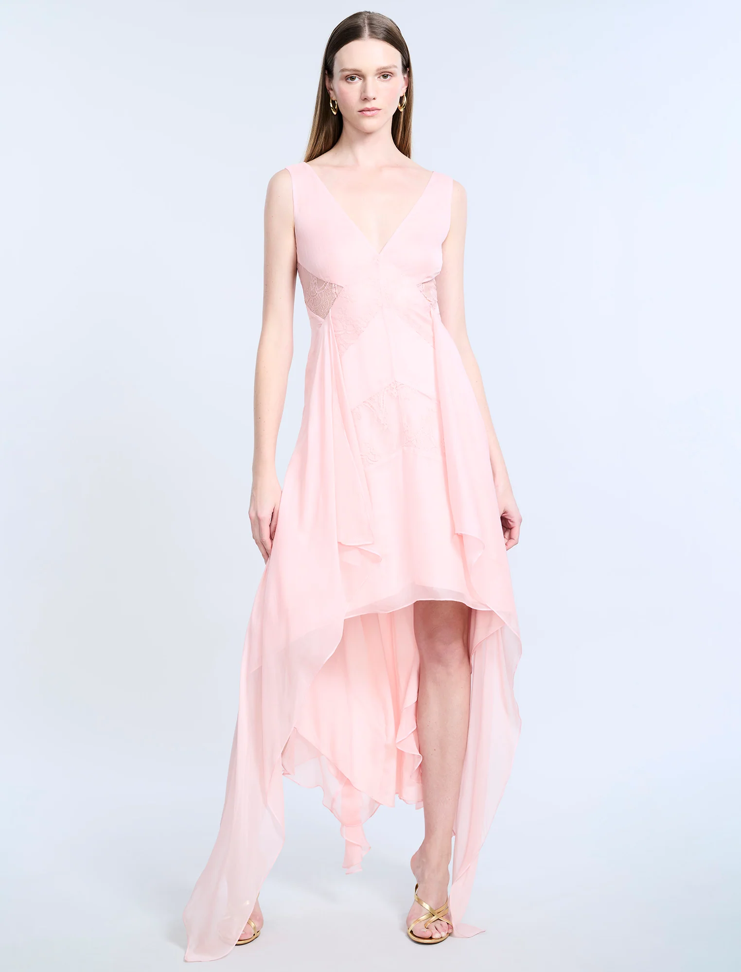 Lace Applique Chiffon Dress - Image 5