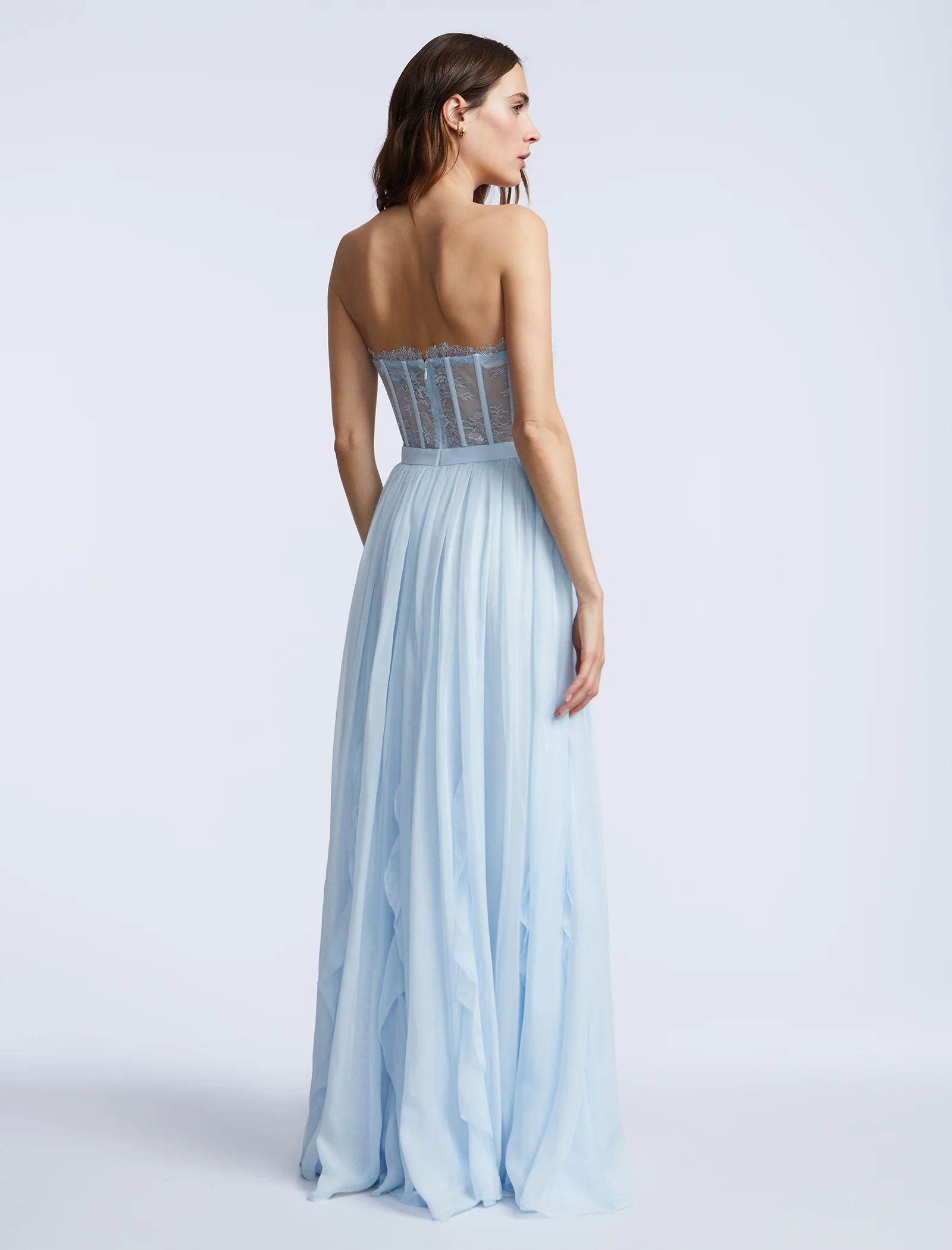 Lace Bodice Chiffon Ruffle Gown - Image 7