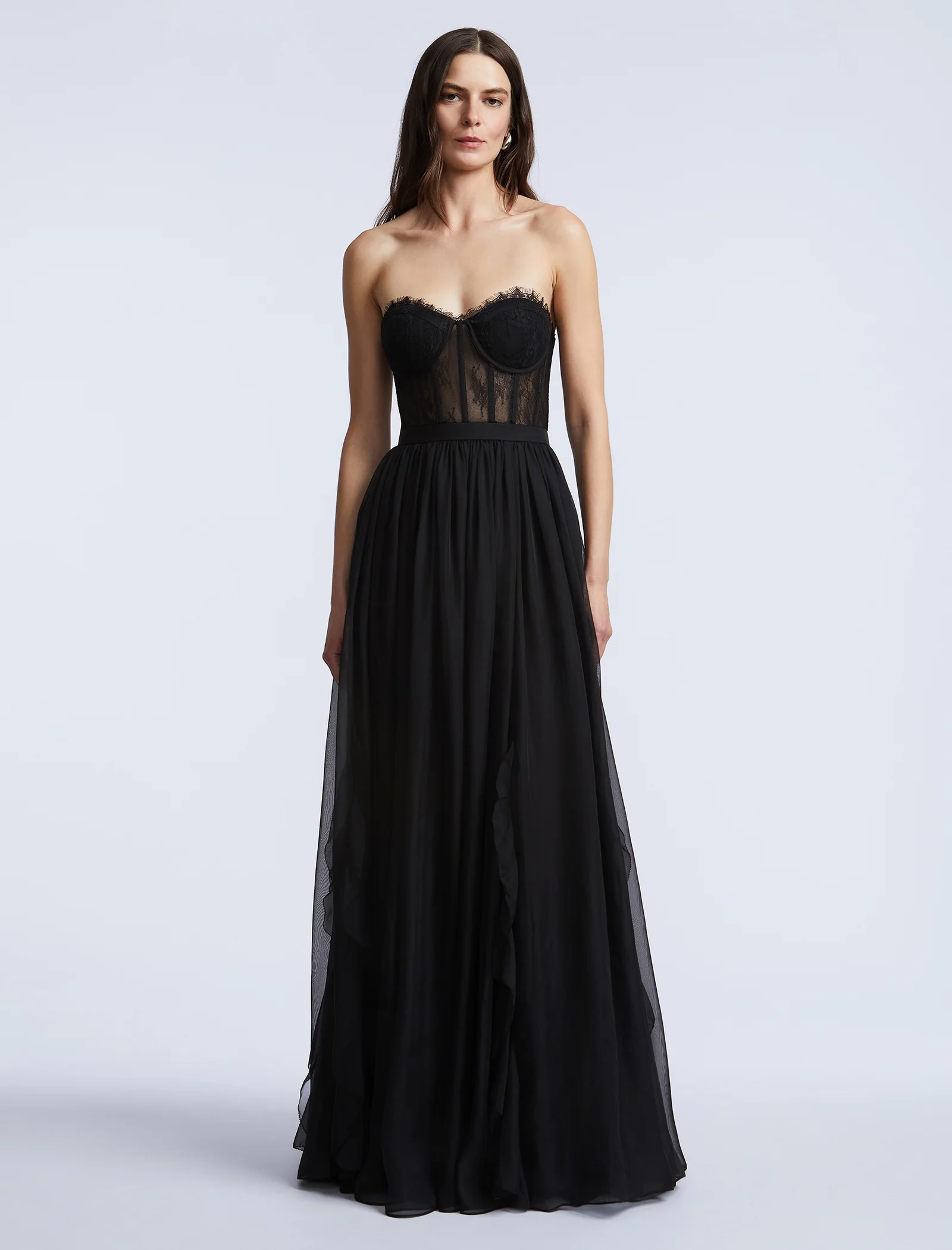 Lace Bodice Chiffon Rufle Gown - Image 5