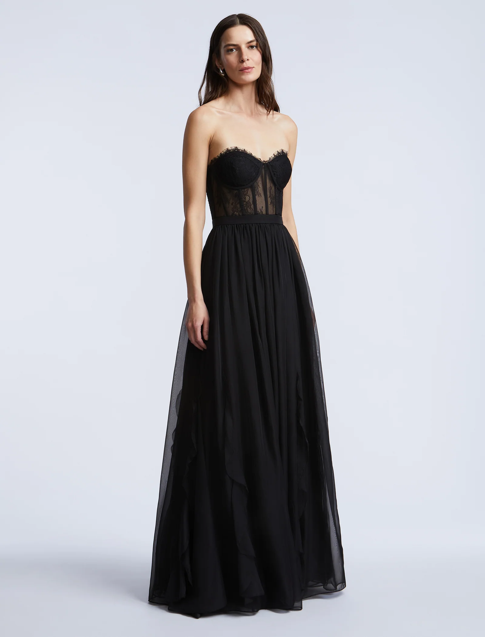 Lace Bodice Chiffon Rufle Gown - Image 6