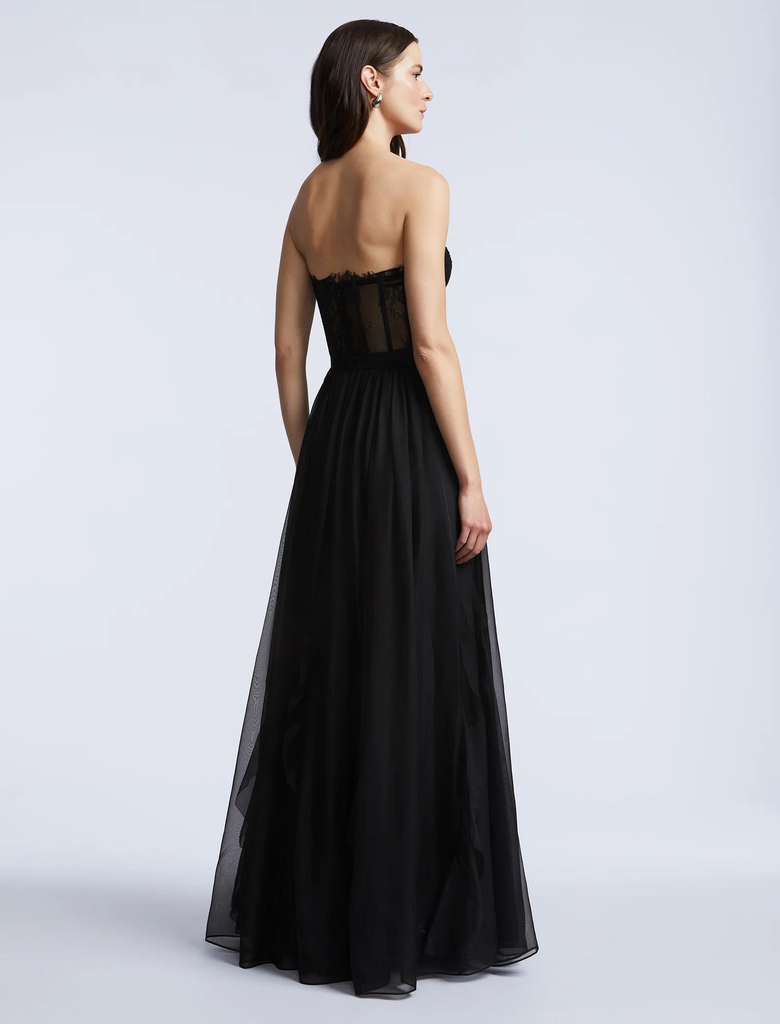 Lace Bodice Chiffon Rufle Gown - Image 7