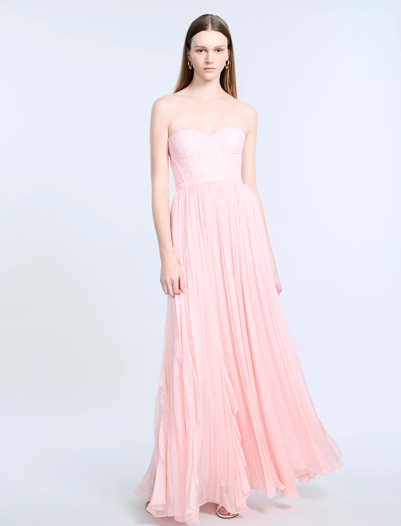 Lace Bodice Chiffon Rufle Gown - Image 4