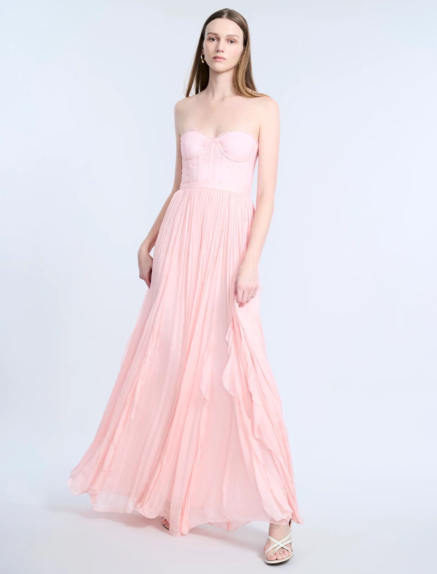 Lace Bodice Chiffon Rufle Gown - Image 5
