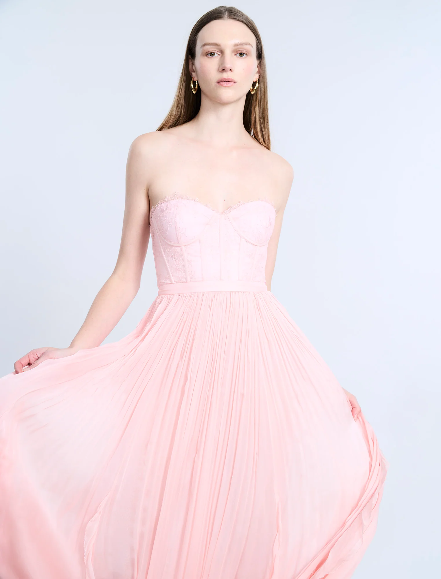 Lace Bodice Chiffon Rufle Gown - Image 6