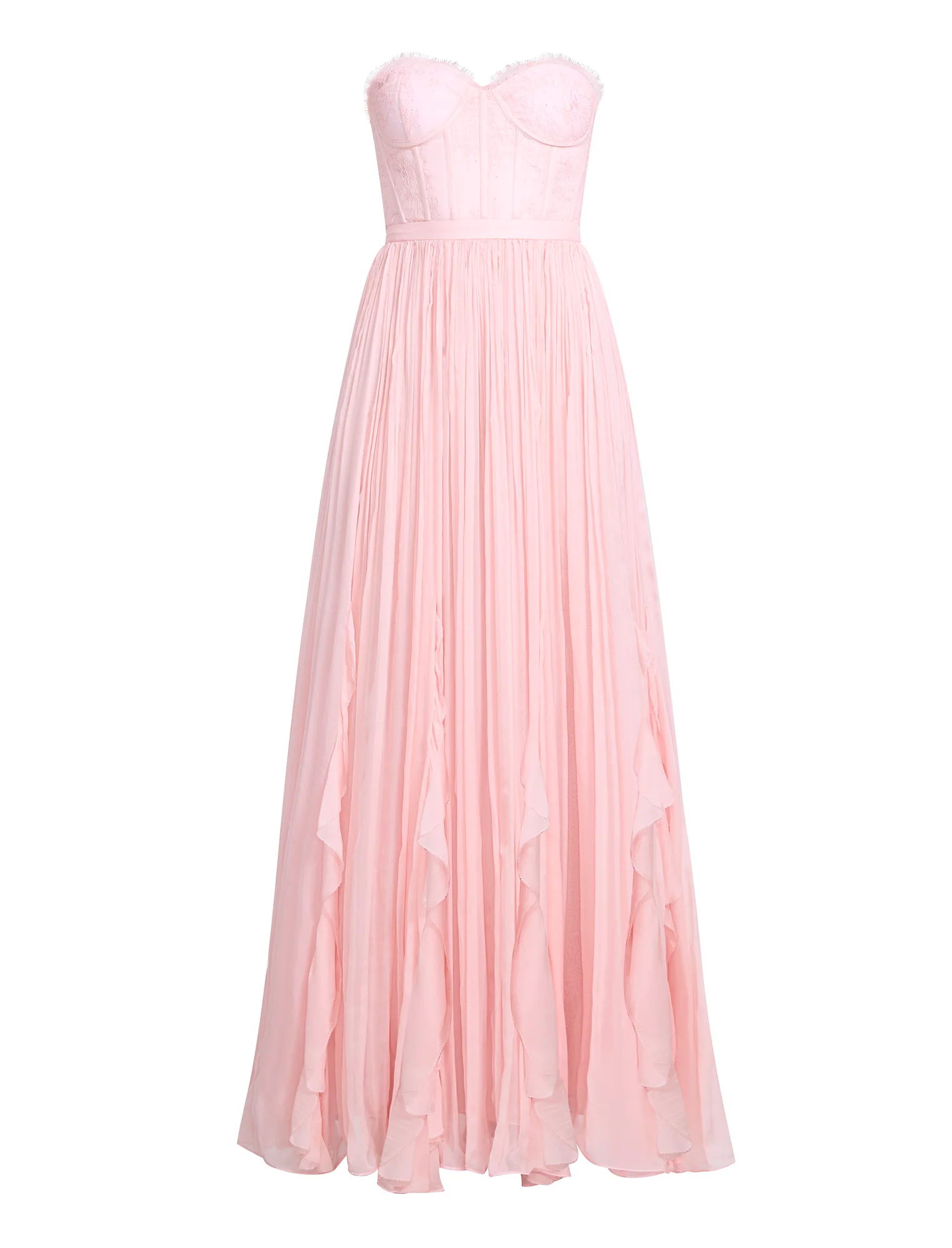 Lace Bodice Chiffon Rufle Gown - Image 9
