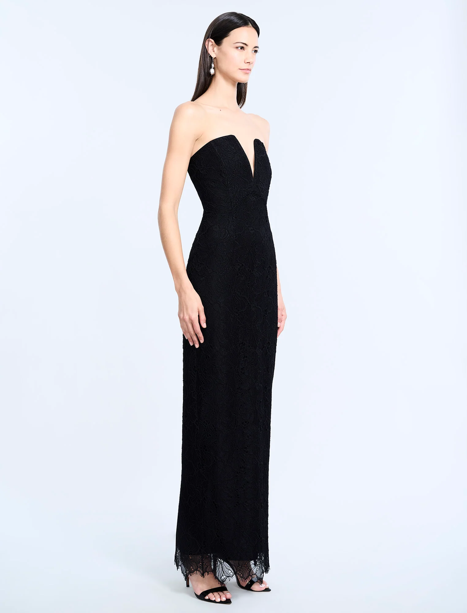 Lace Strapless V Neckline Gown - Image 3