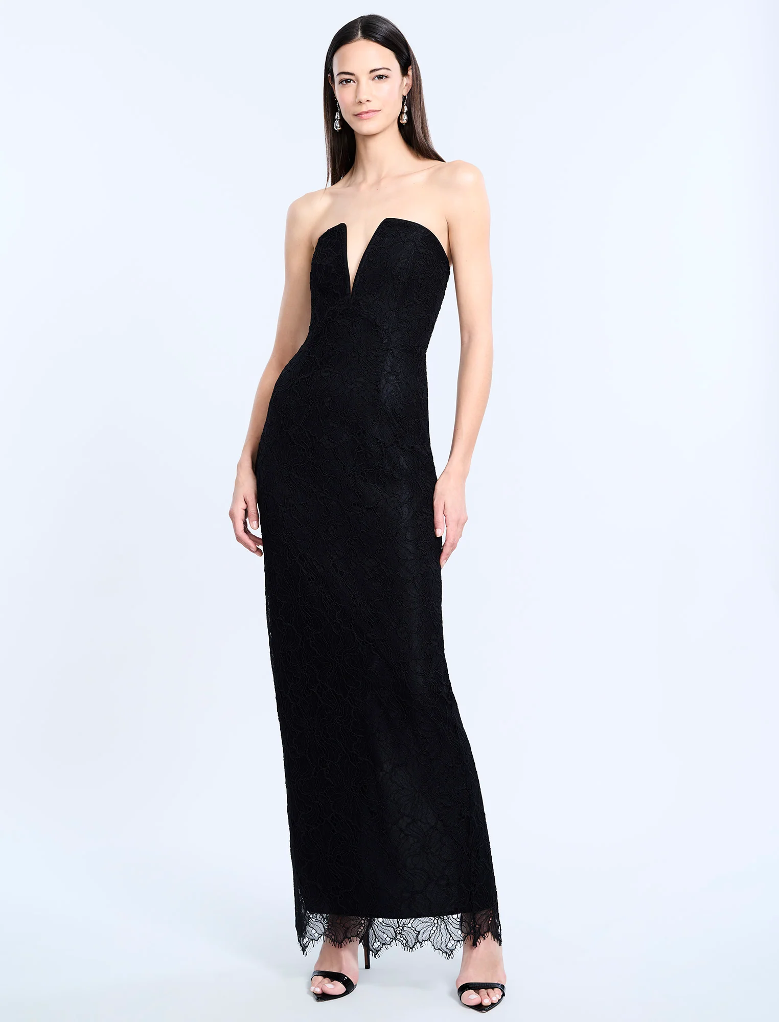 Lace Strapless V Neckline Gown - Image 5