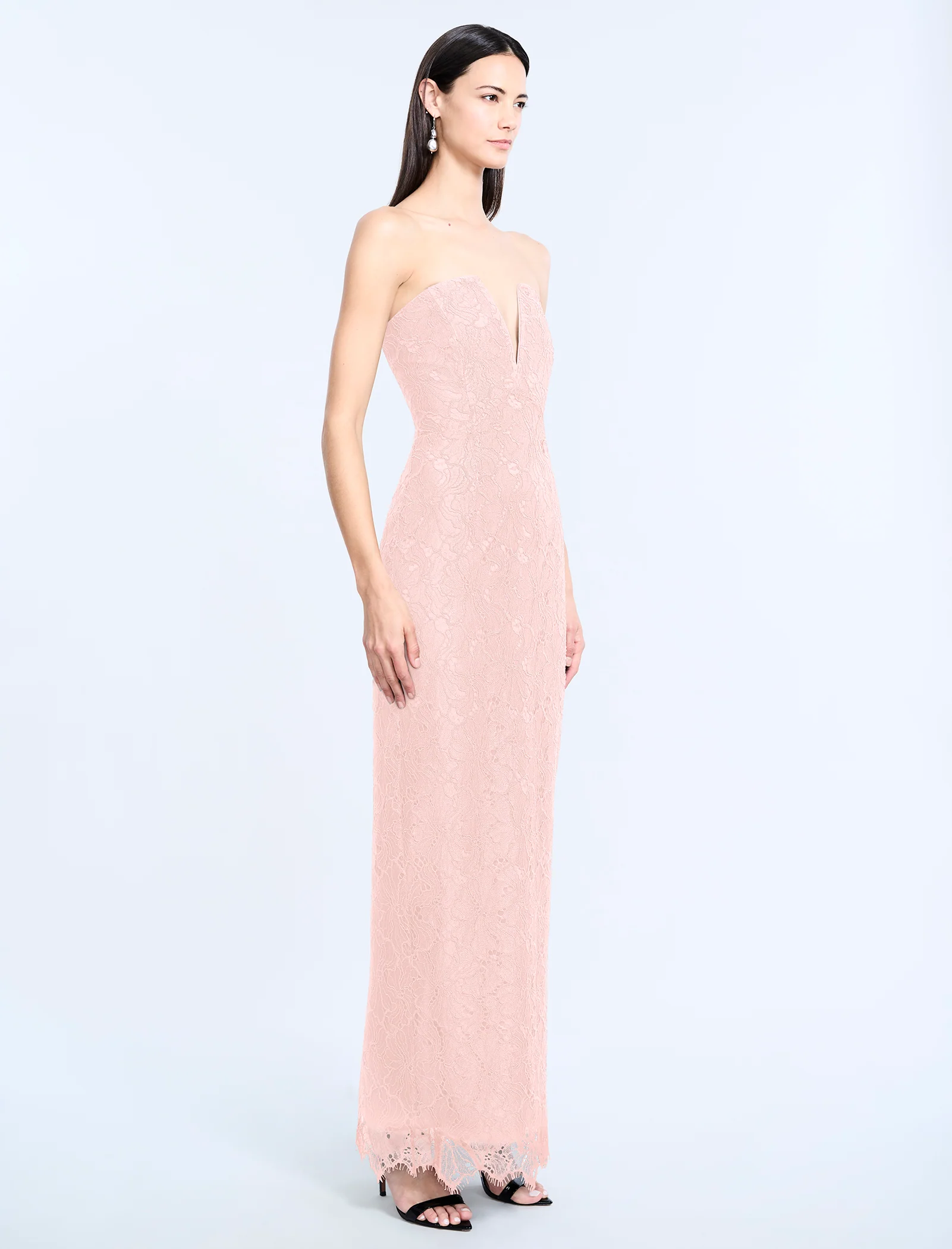 Lace Strapless V Neckline Gown - Image 3