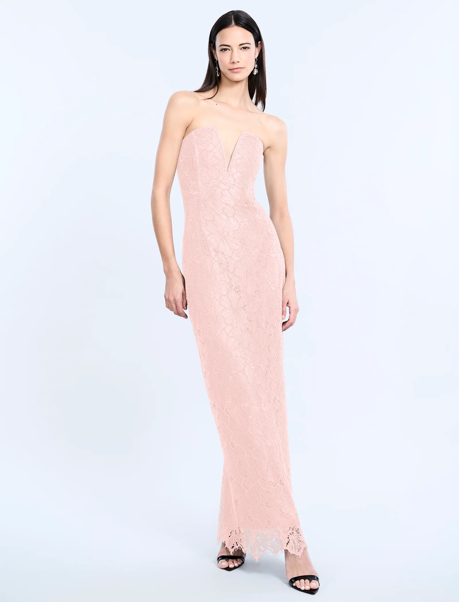 Lace Strapless V Neckline Gown - Image 4