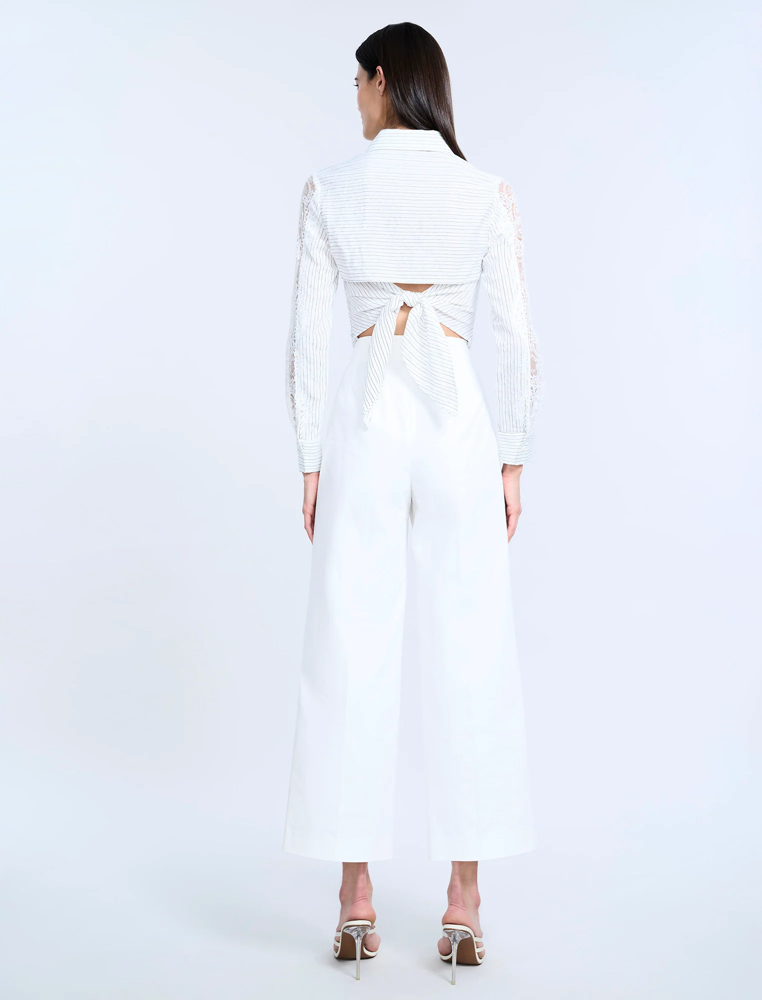 Lace Stripe Tie Back Top - Image 3