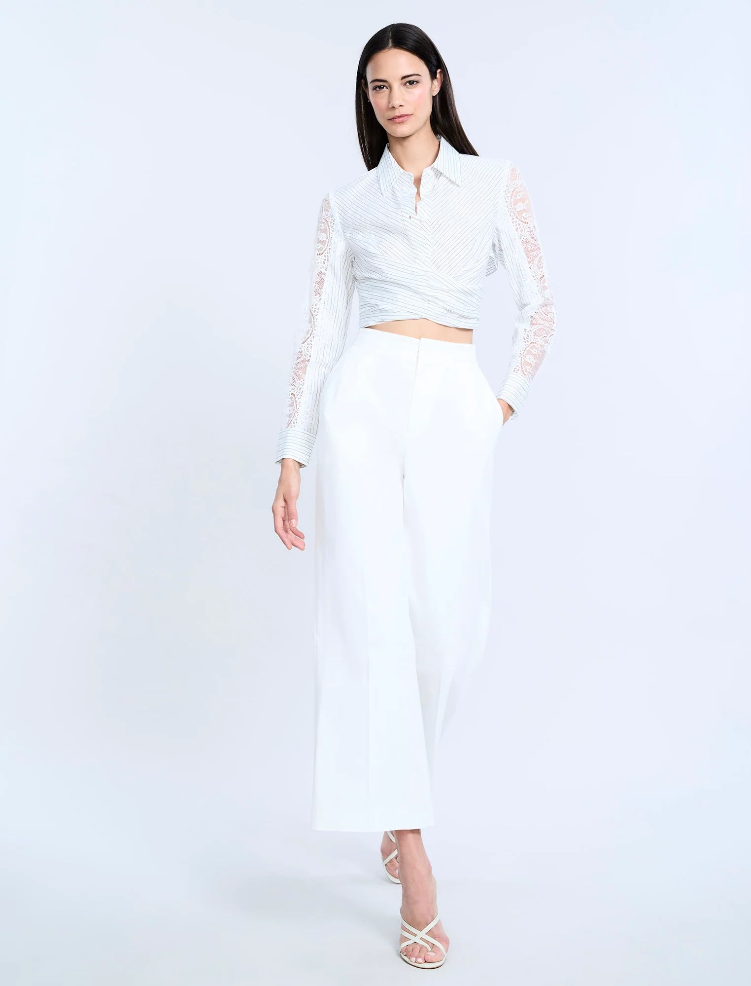 Lace Stripe Tie Back Top - Image 5