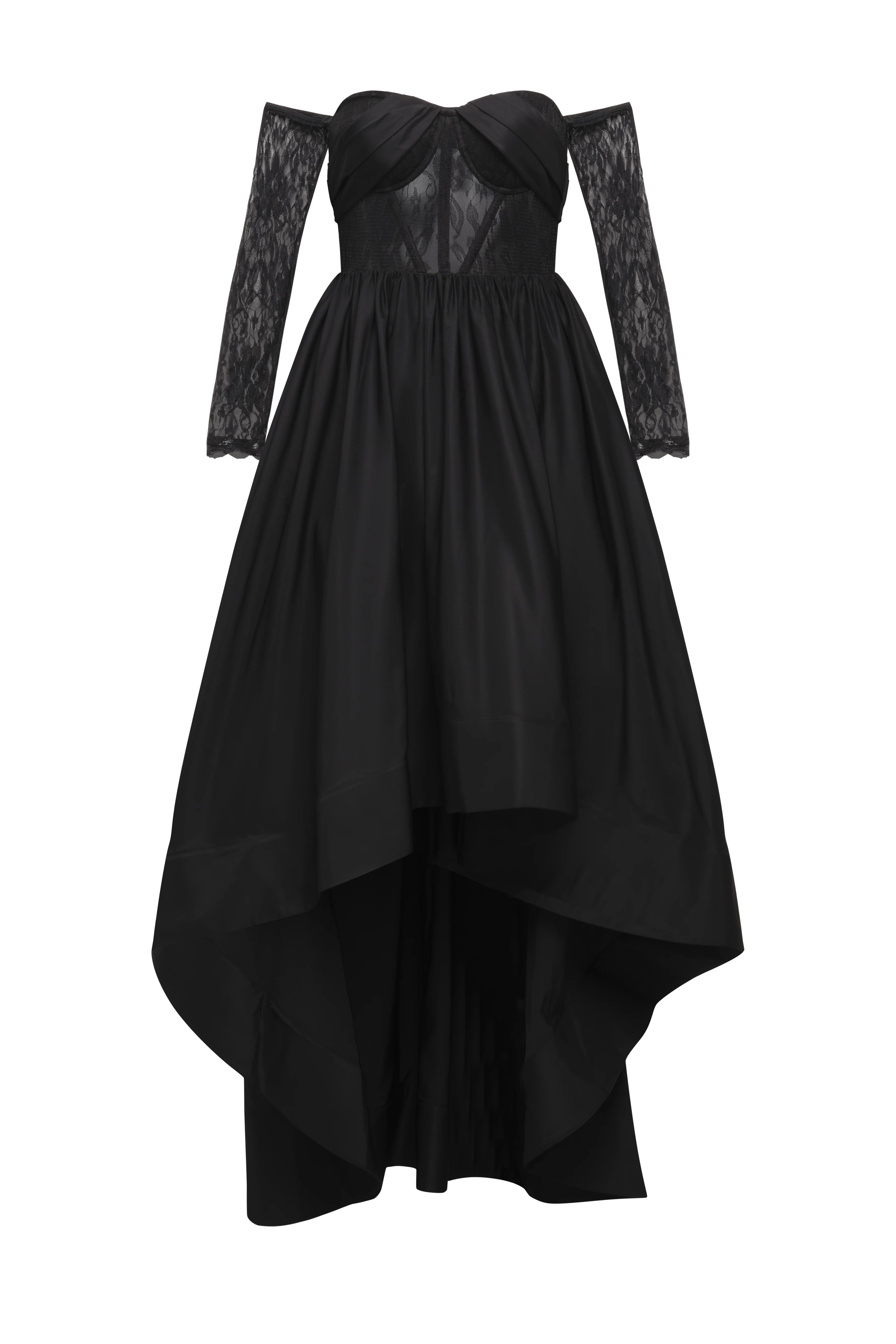 Lace Taffeta High-Low Gown - Image 11