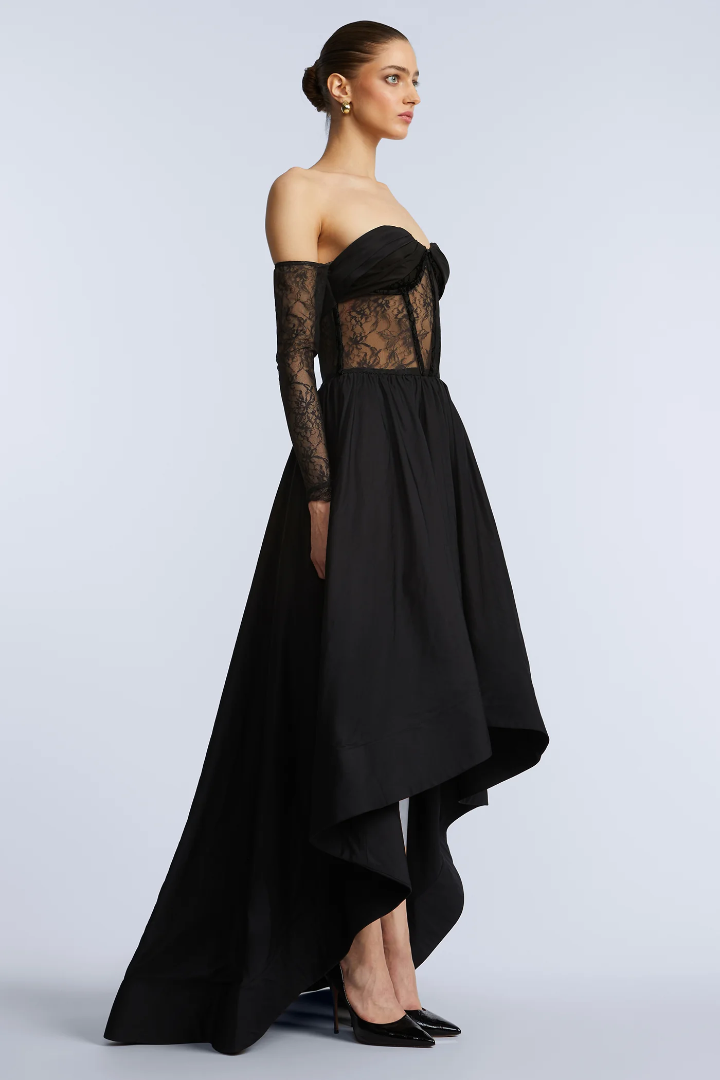 Lace Taffeta High-Low Gown - Image 5