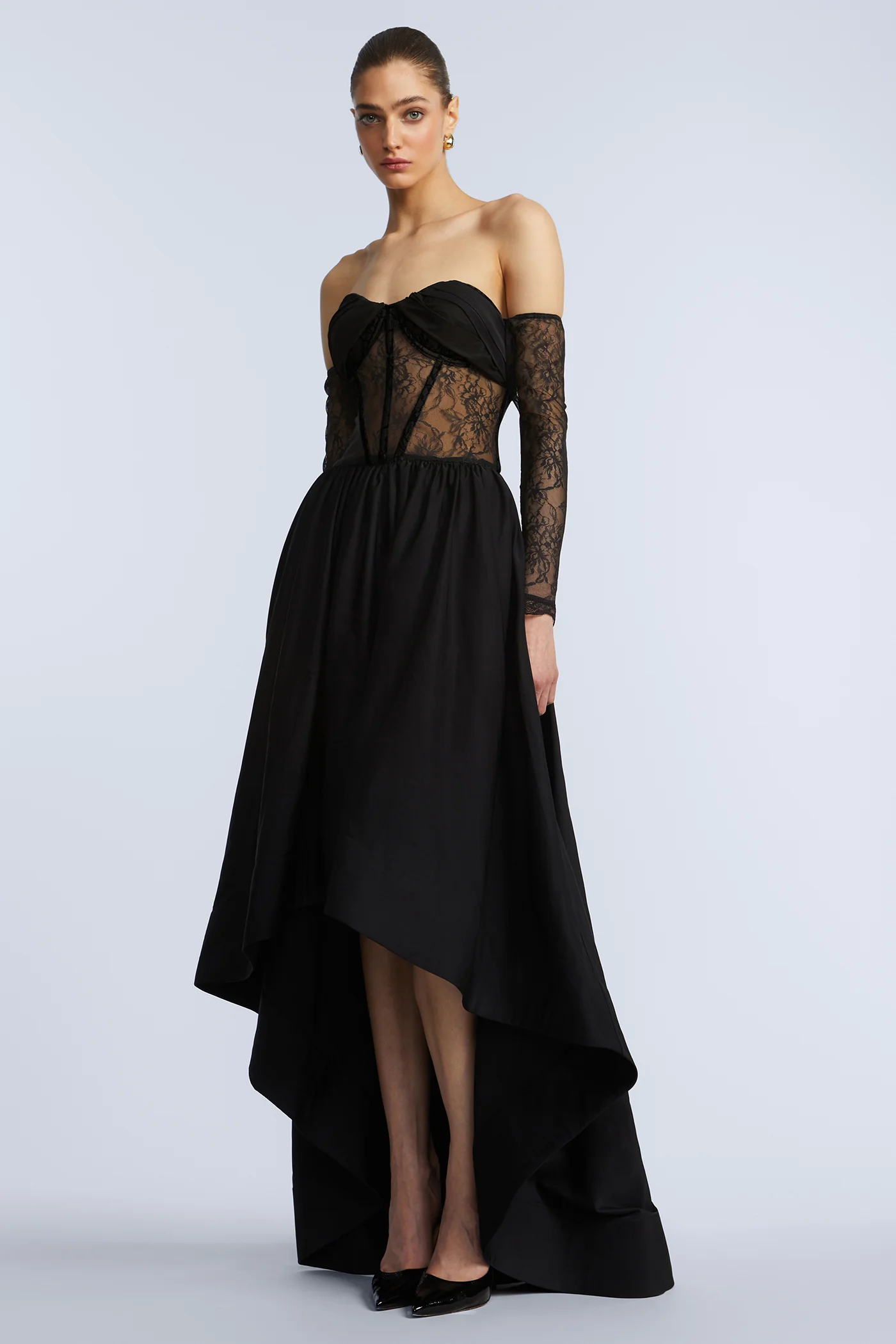 Lace Taffeta High-Low Gown - Image 6