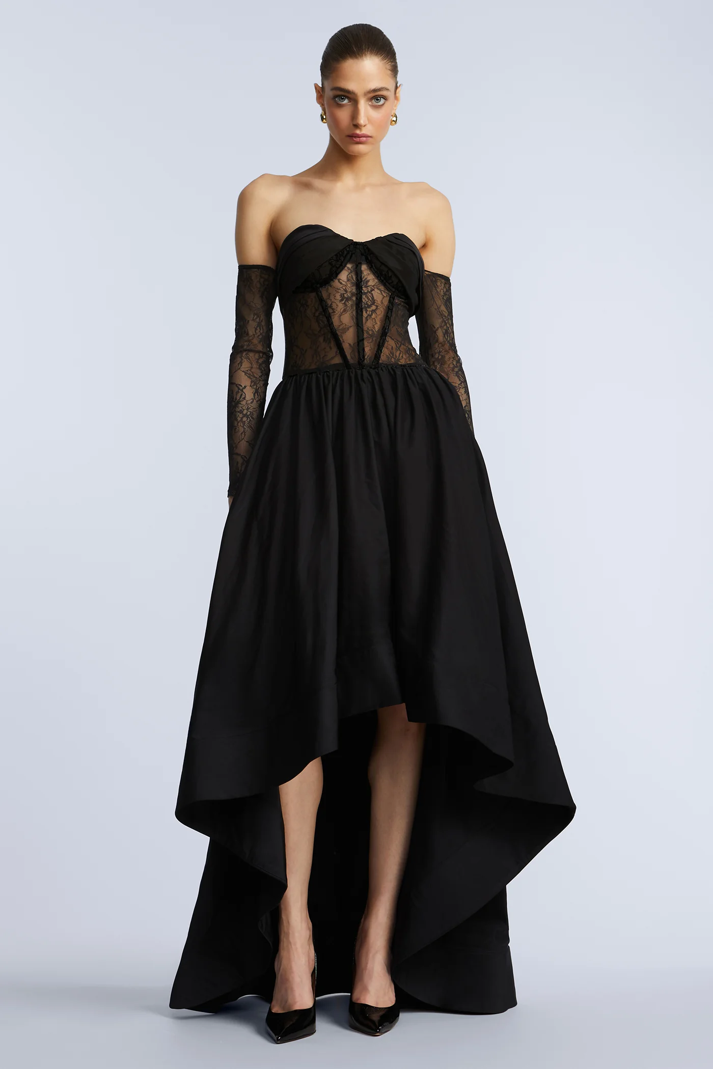 Lace Taffeta High-Low Gown - Image 7