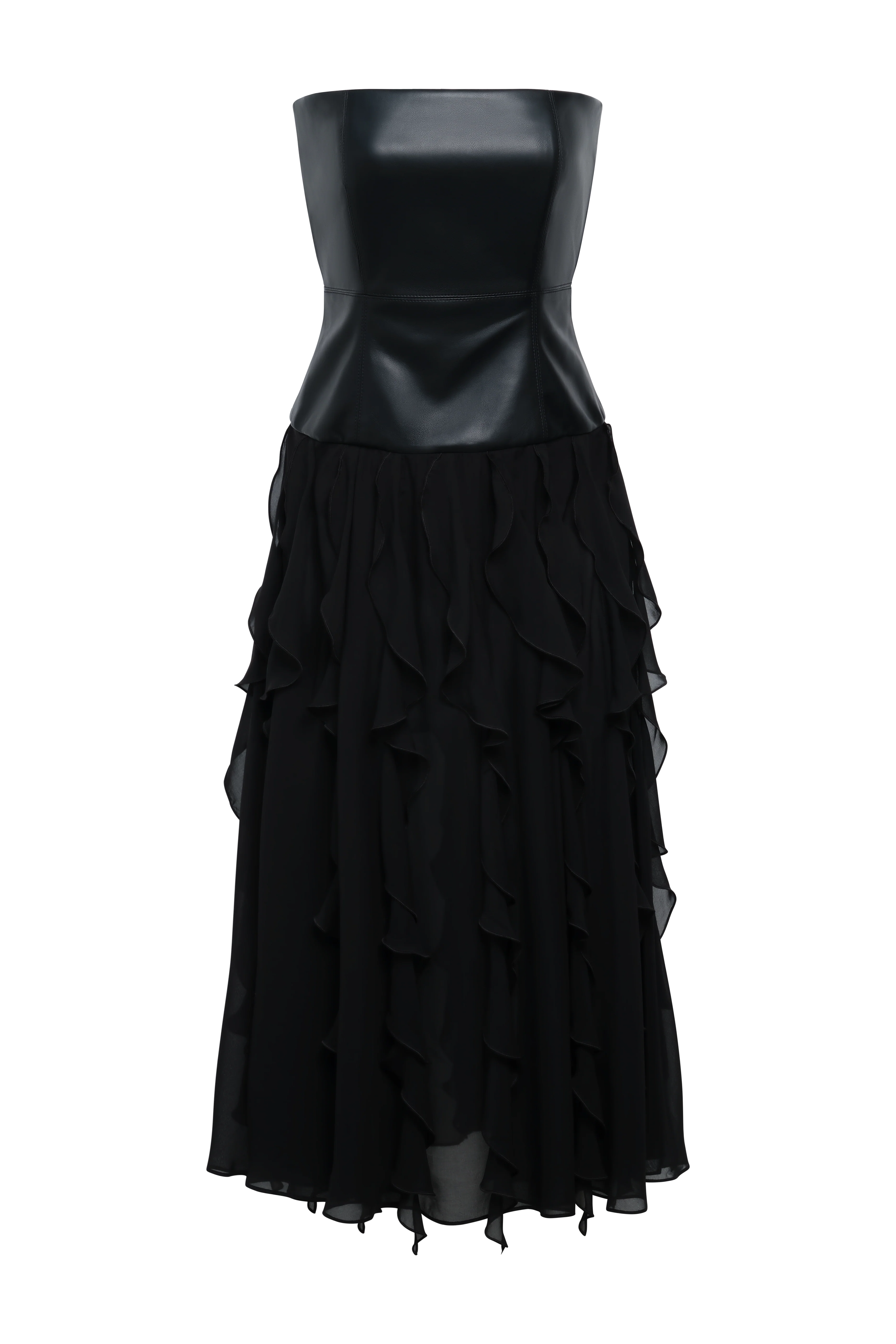 Leather Chiffon Dress - Image 12