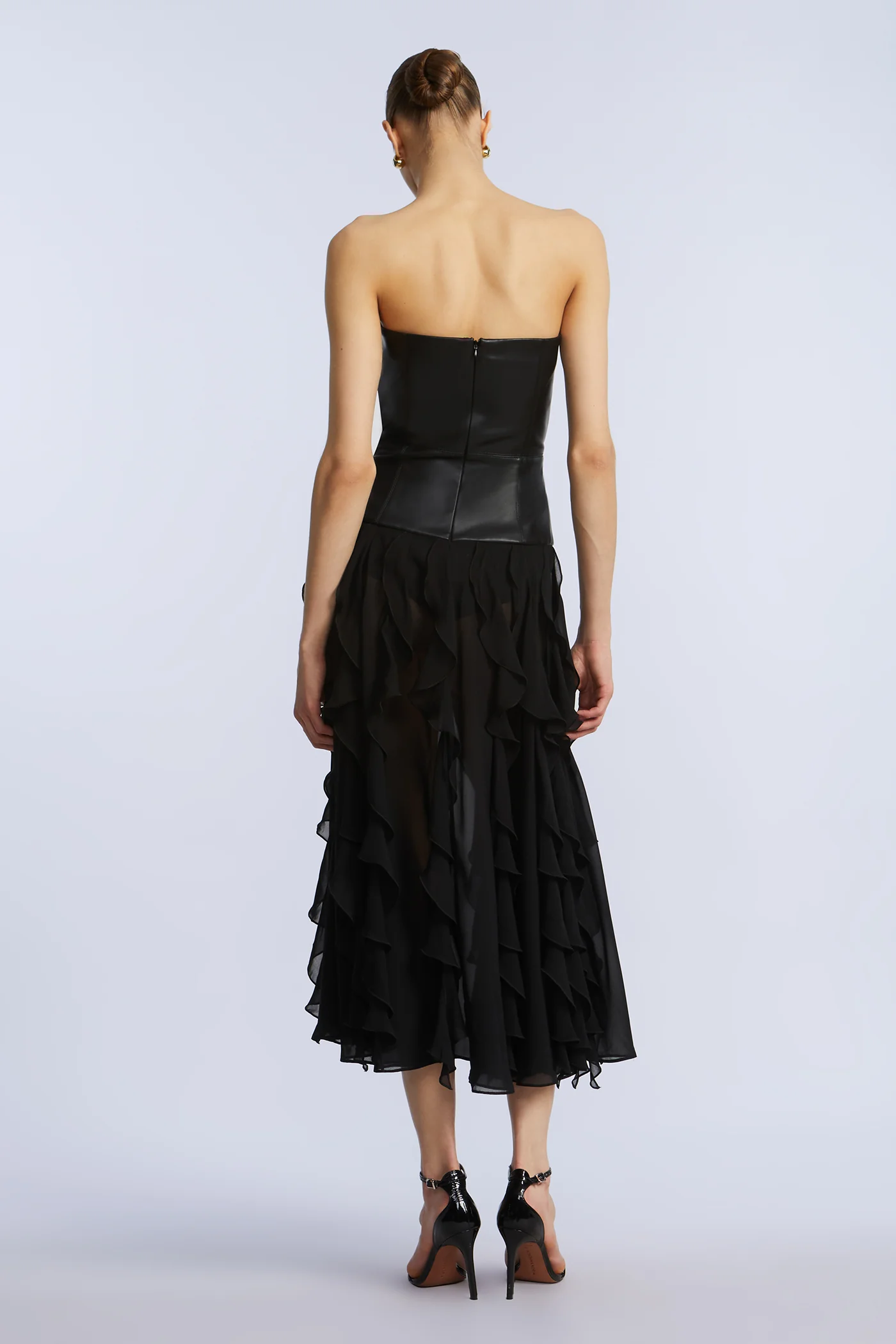 Leather Chiffon Dress - Image 2