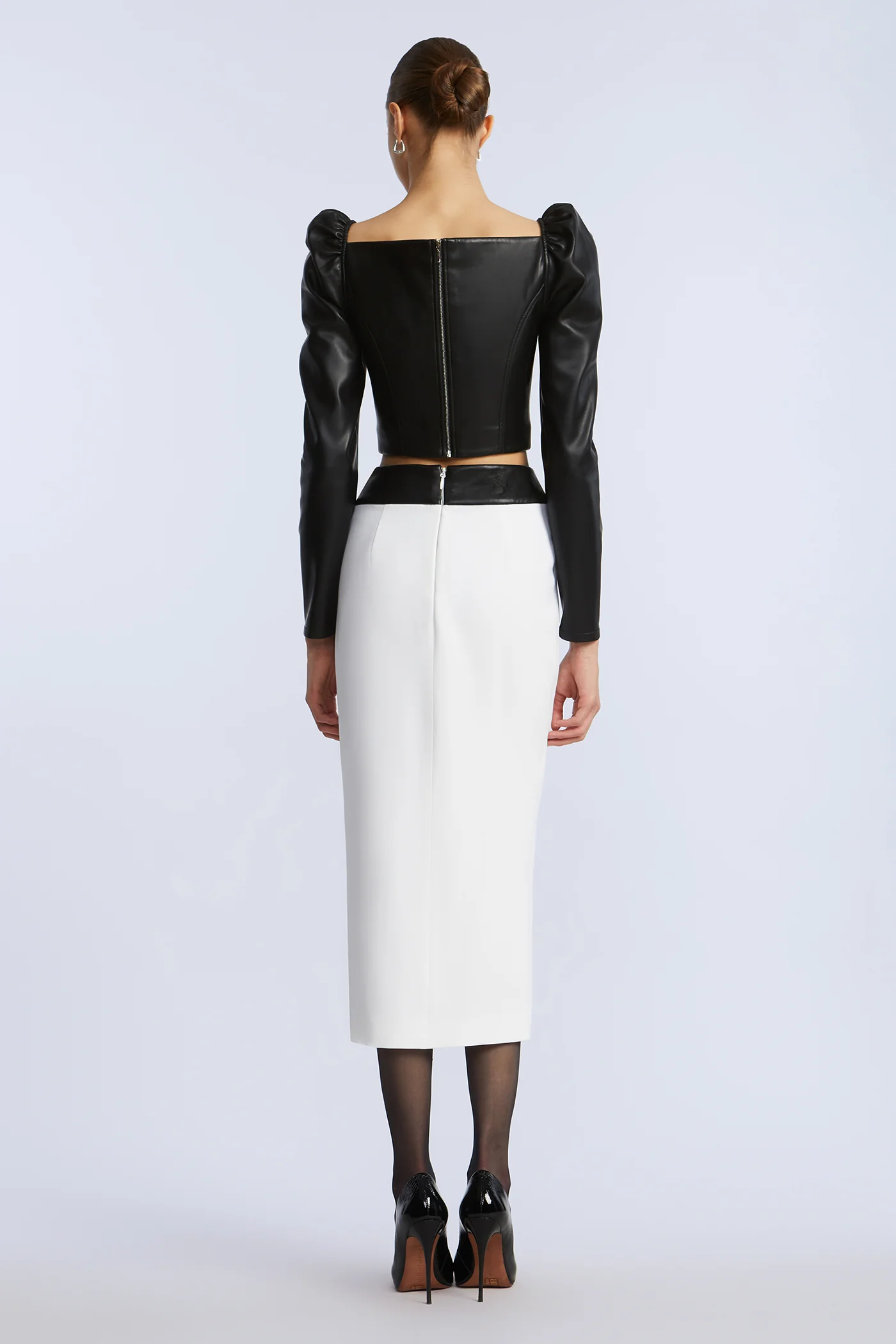 Leather Crepe Skirt - Image 3