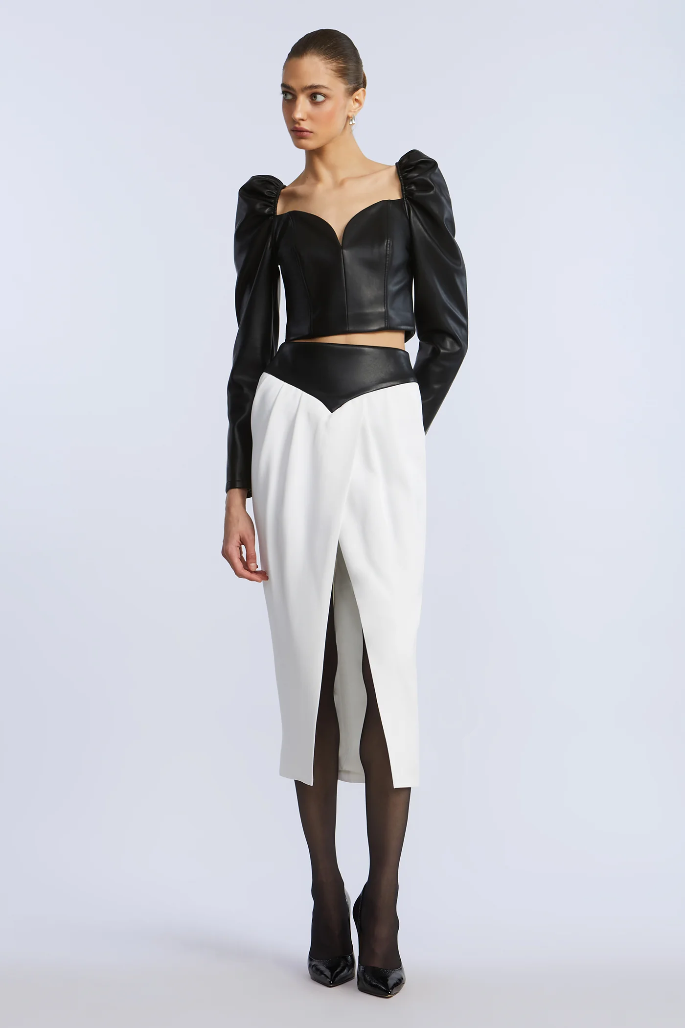 Leather Crepe Skirt - Image 6