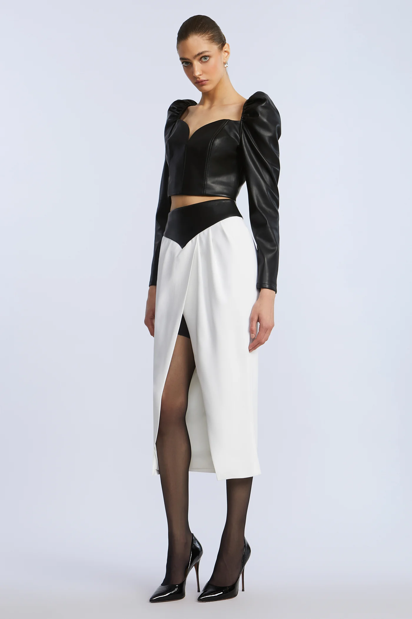 Leather Crepe Skirt - Image 7