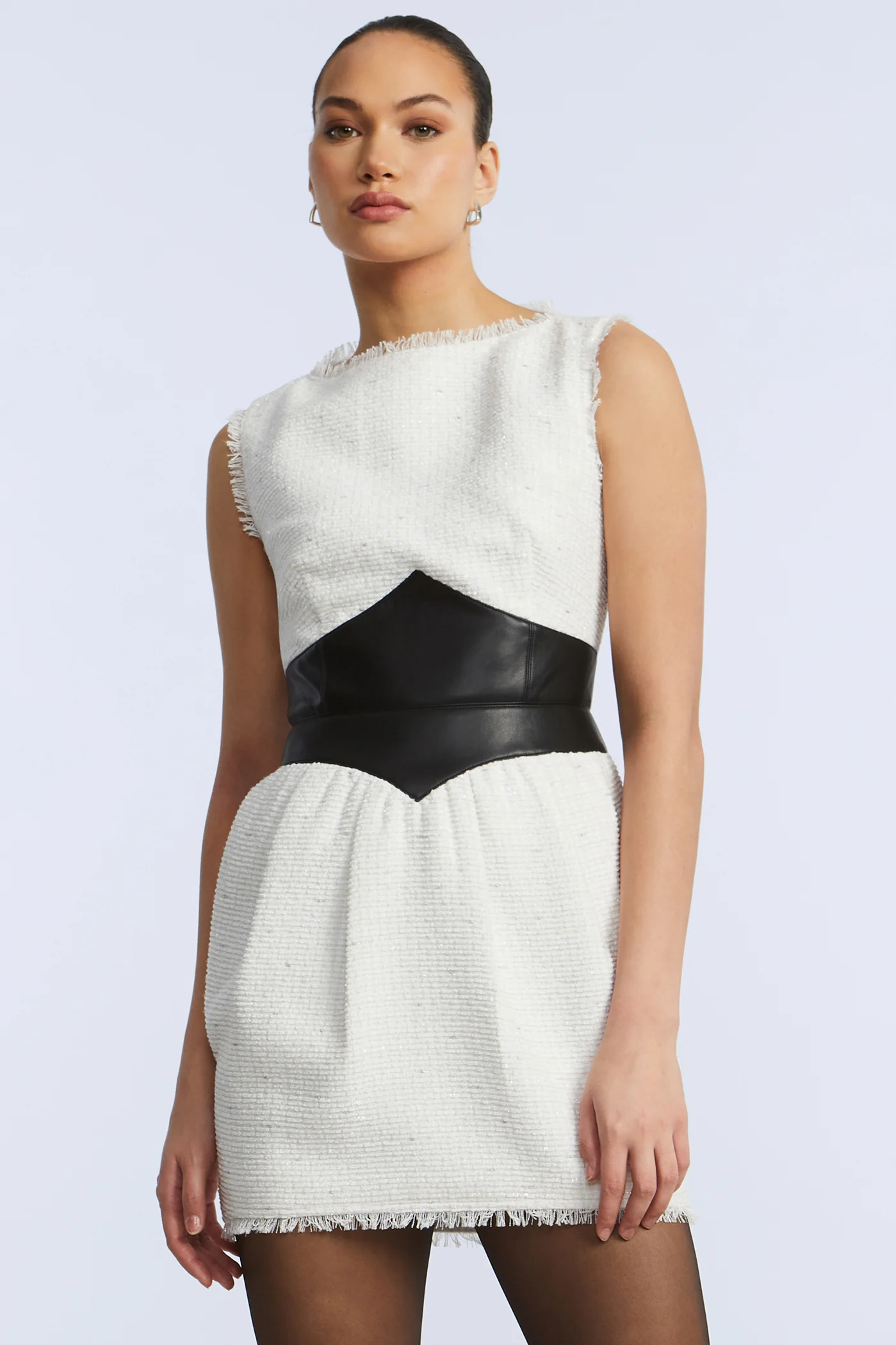 Leather Tweed Dress - Image 4