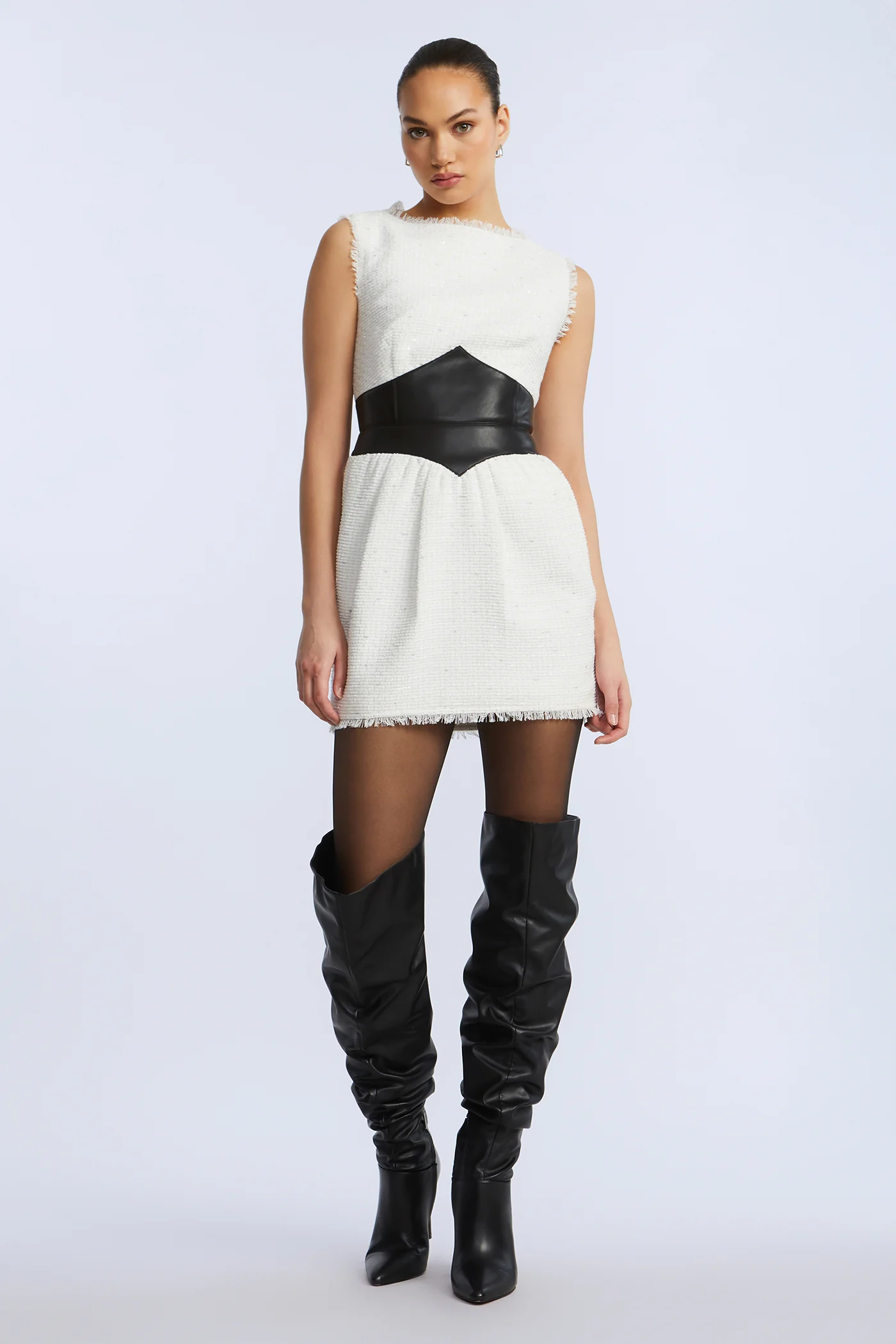 Leather Tweed Dress - Image 5