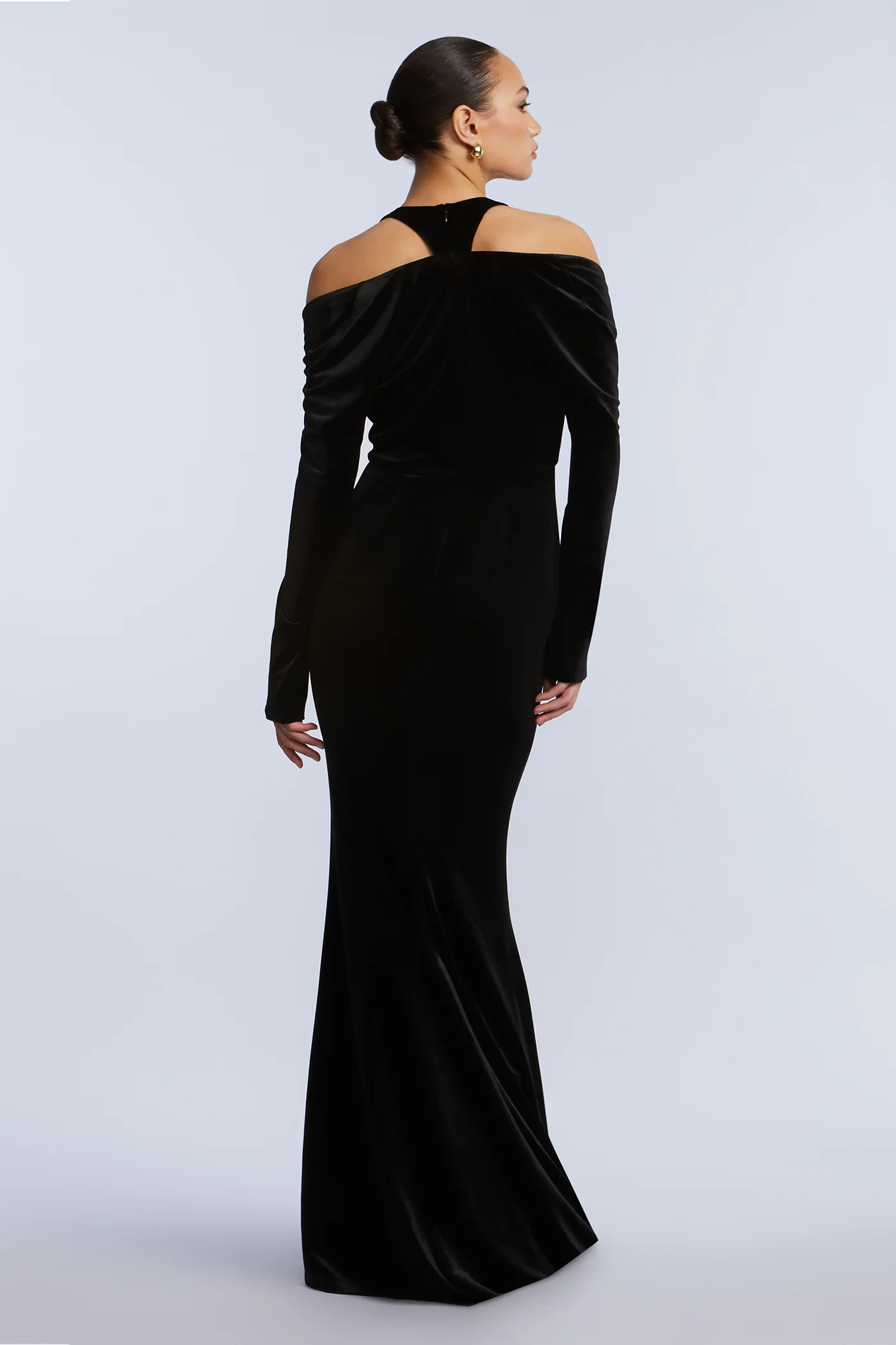 Long Sleeve Halter Velvet Gown - Image 8