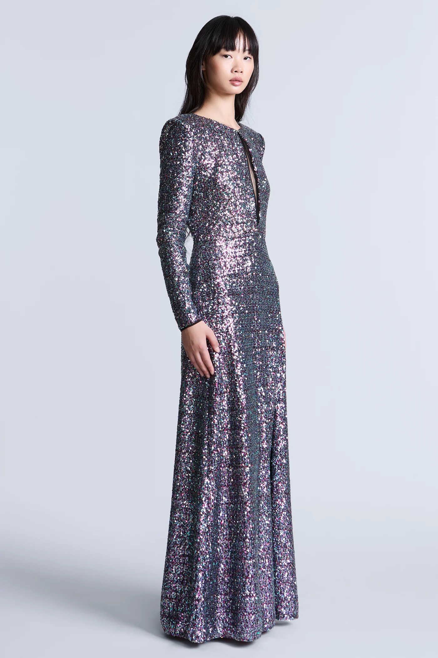 Long Sleeve Sequin Gown - Image 3