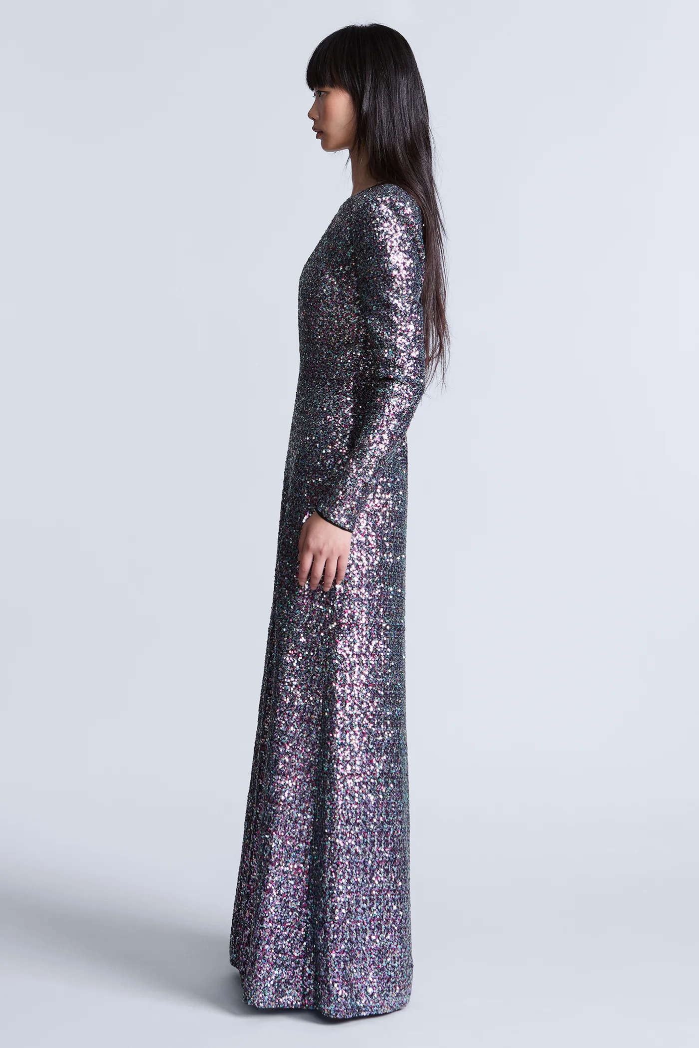 Long Sleeve Sequin Gown - Image 6