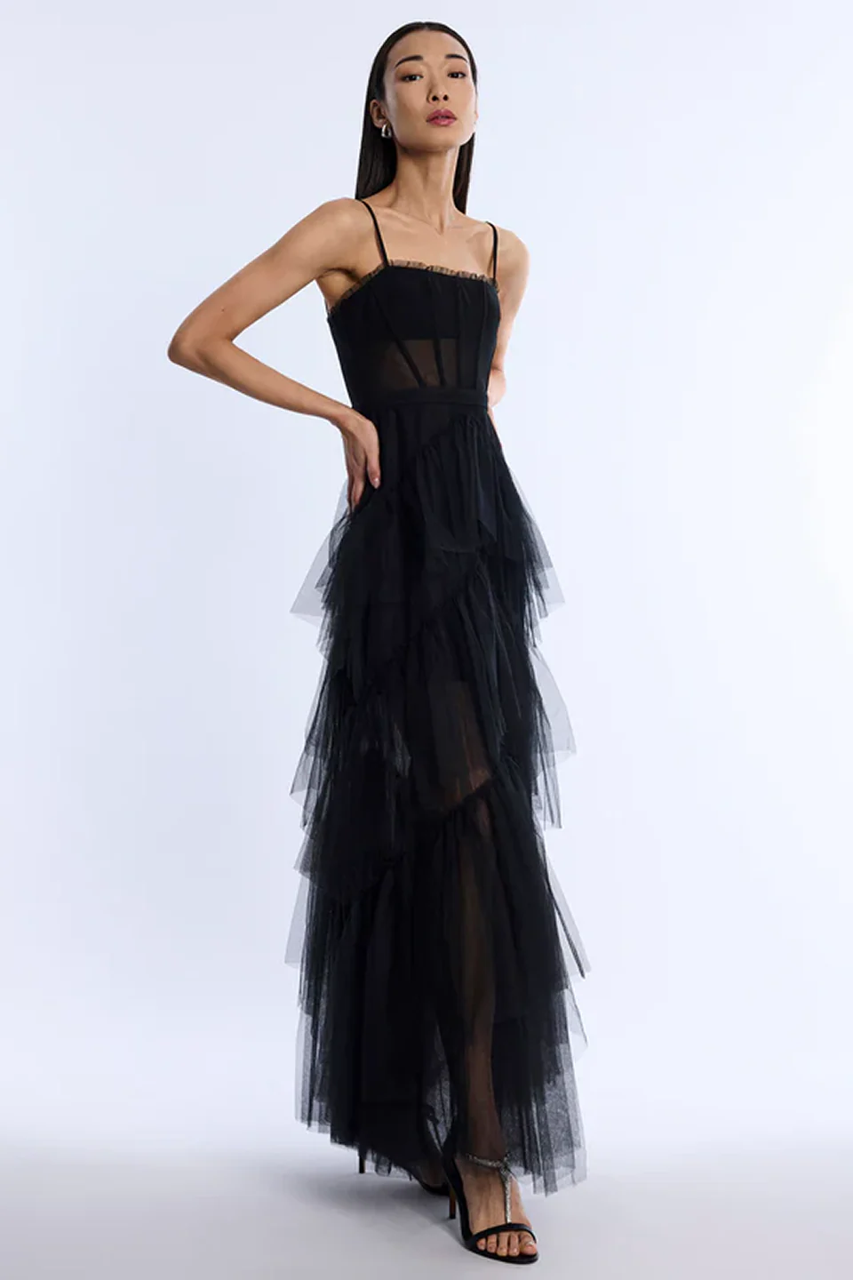 Oly Tiered Ruffle Tulle Evening Gown - Image 4