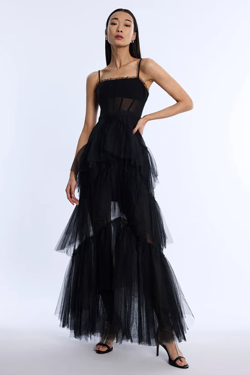 Oly Tiered Ruffle Tulle Evening Gown - Image 6