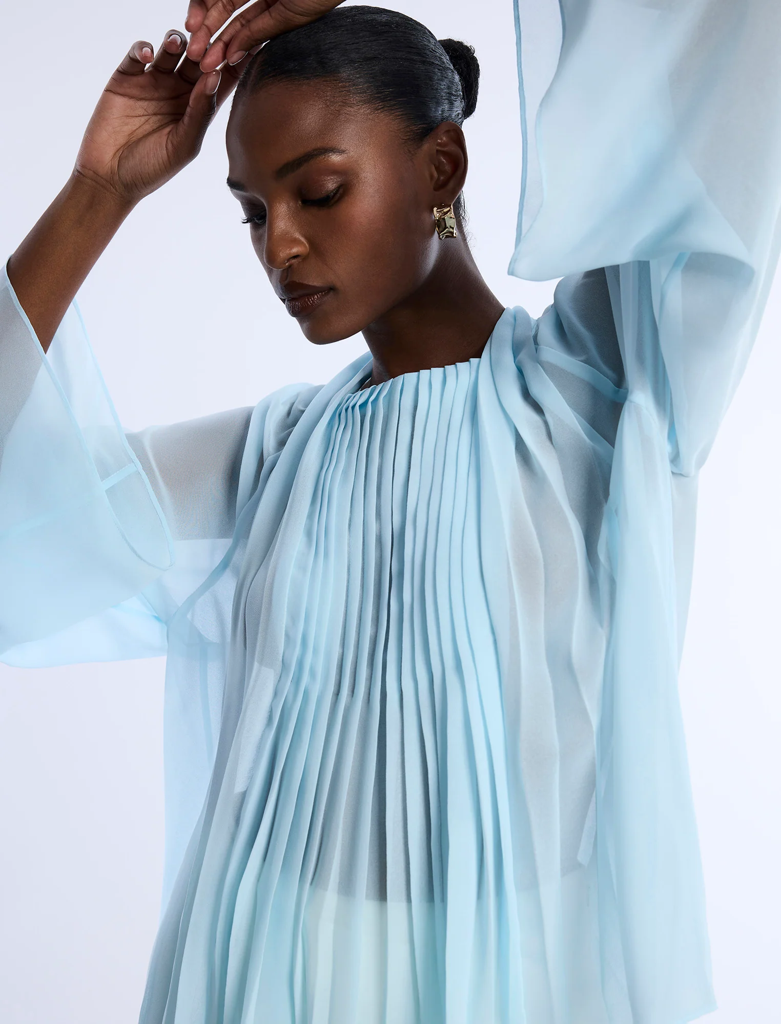Pleated Sheer Blouse - Image 6
