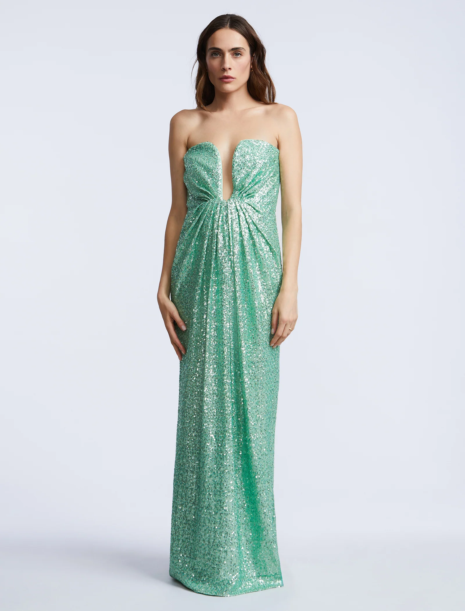 Plunging U Neckline Gown