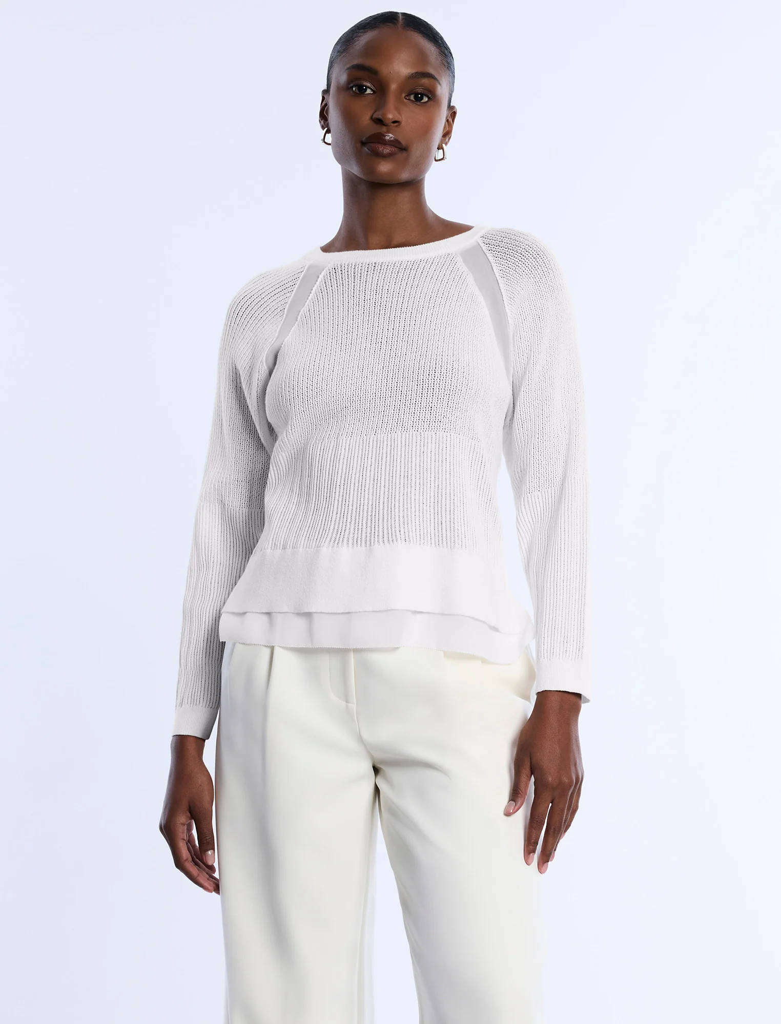 Pointelle Knit Sweater - Image 2