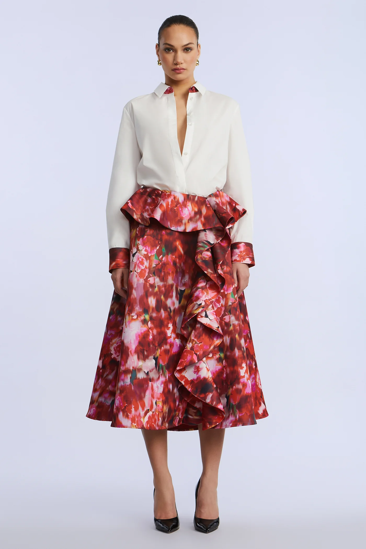 Printed Cascade Midi Skirt - Image 7